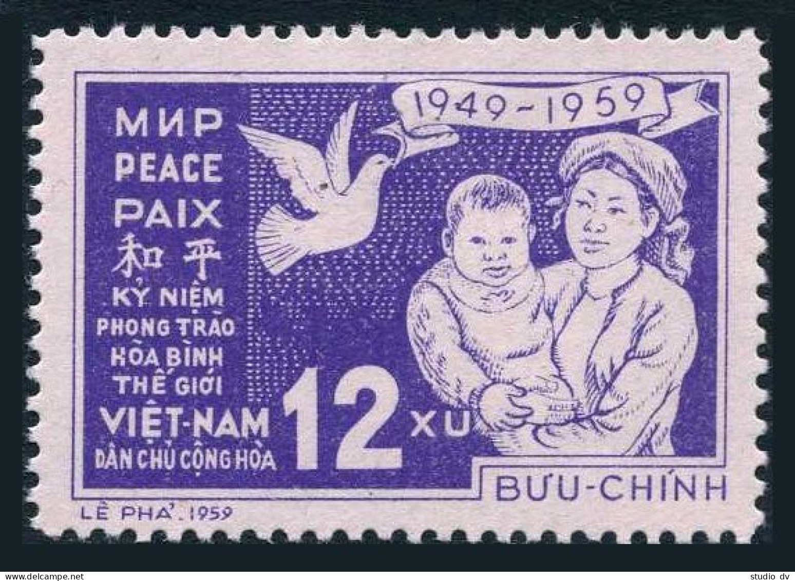 Viet Nam 94, MNH. Michel 97. World Piece Movement-10, 1959. Dove. - Viêt-Nam