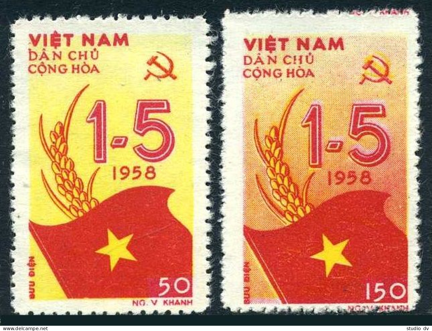 Viet Nam 69-70,MNH.Michel 72-73. May Day,1958.Flag. - Vietnam