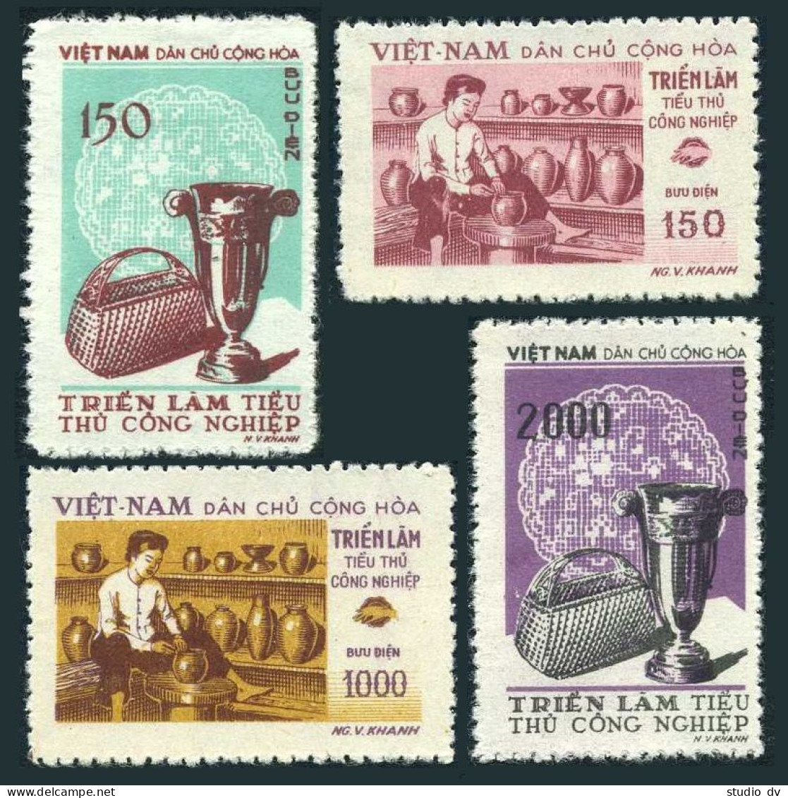 Viet Nam 72-75, MNH. Mi 75-76. Arts And Craft Fair, Hanoi, 1958. Basket,lace,cup - Viêt-Nam