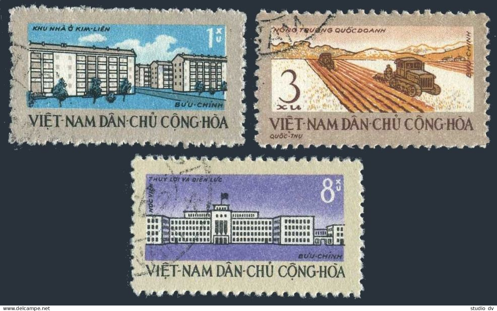Viet Nam 200-202,CTO.Michel 211-213. Five Year Plan,1962.Farm,Institute. - Vietnam