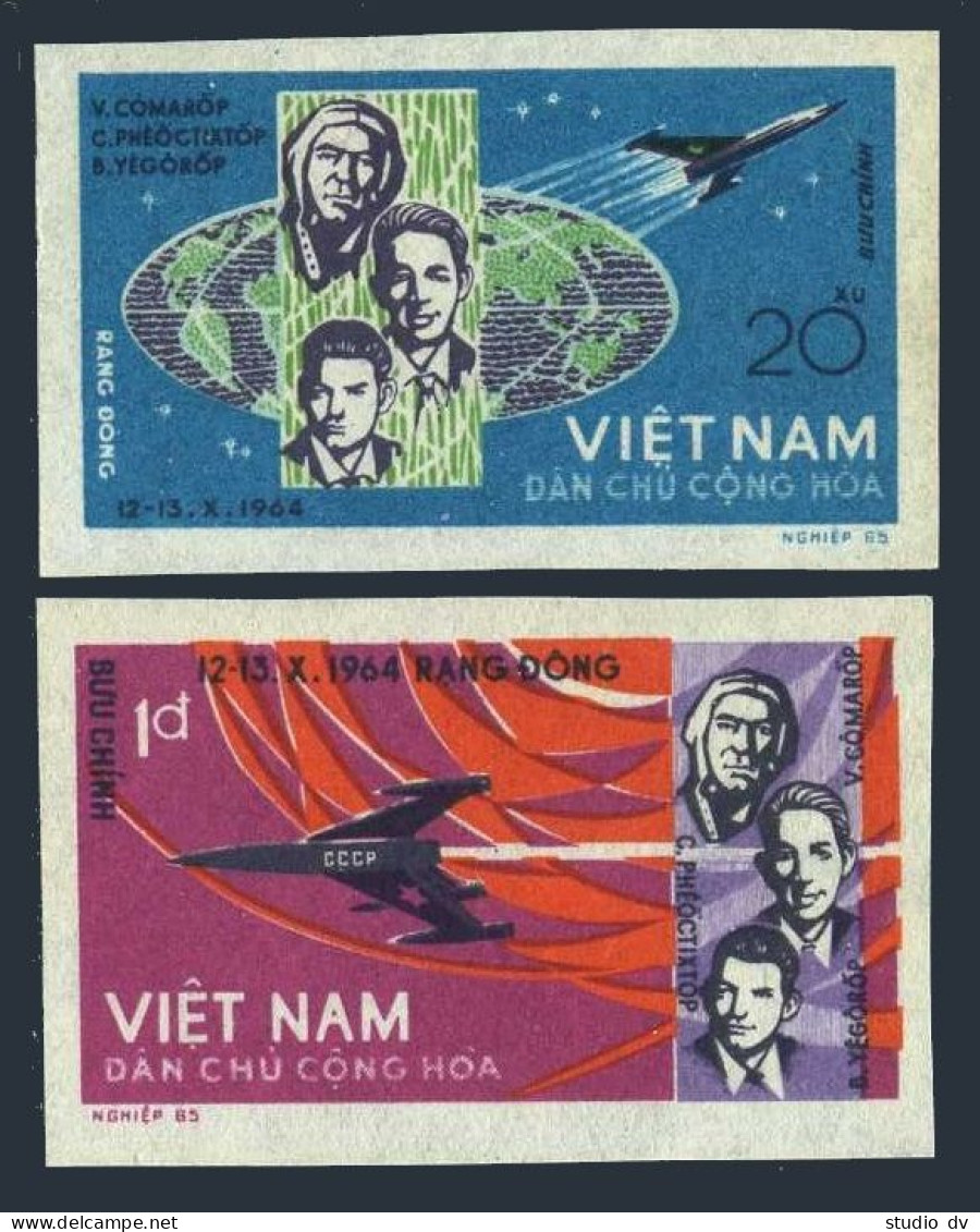 Viet Nam 340-341 Imperf, MNH. Mi 359B-360B. Flight Of Voskhod 1. Cosmonauts.1965 - Vietnam