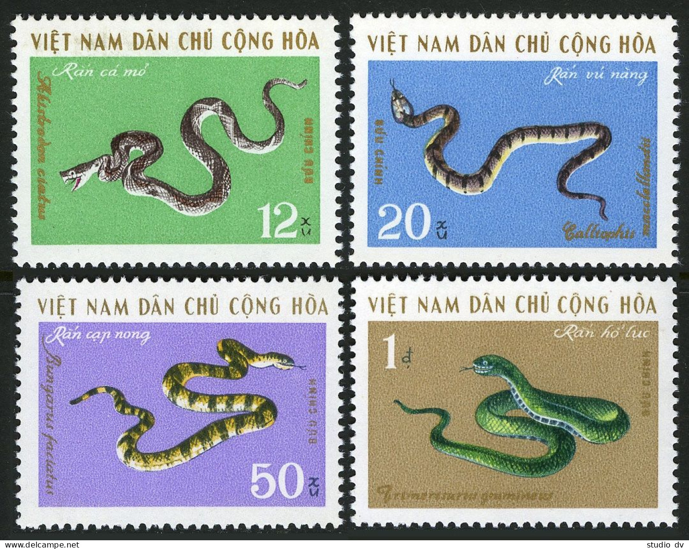 Viet Nam 613-616,MNH.Michel 641-644, Snakes 1970. - Vietnam