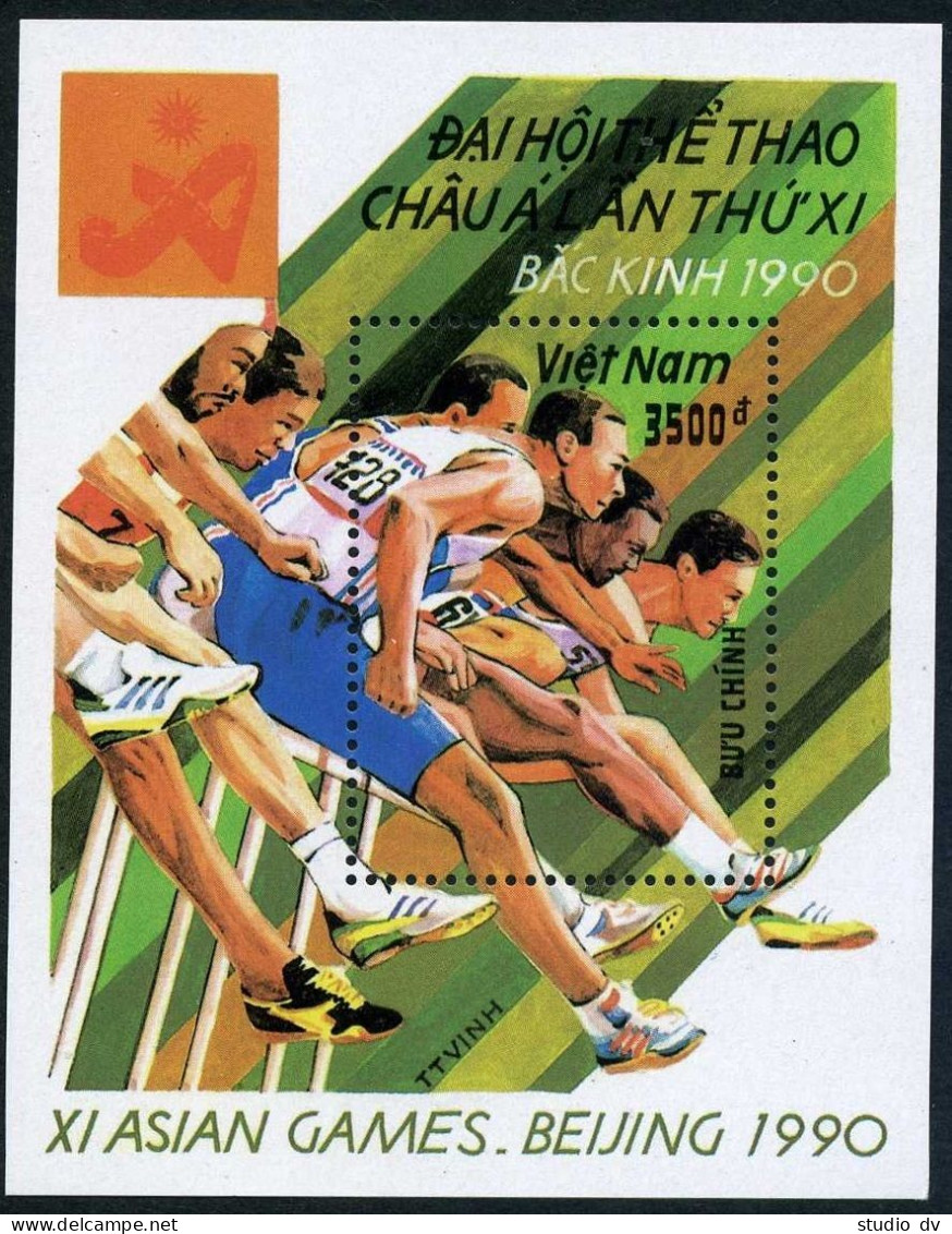 Viet Nam 2134-2141,MNH.Michel 2204-2210,Bl.82. 11th Asian Games,Beijing-1990. - Viêt-Nam