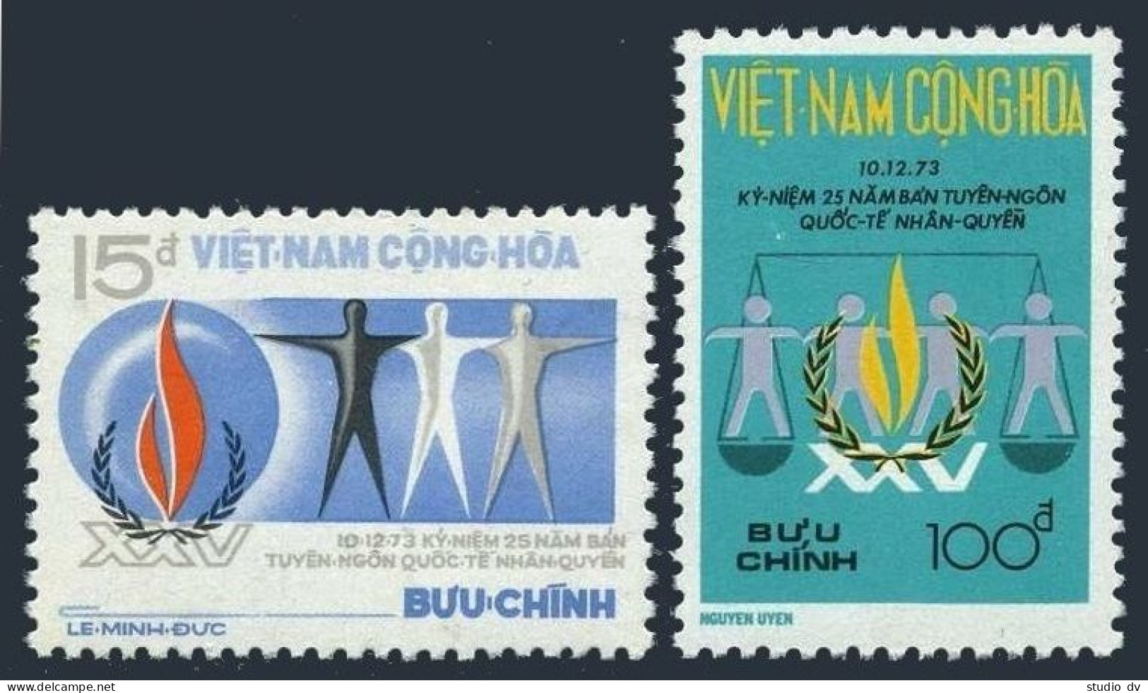 Viet Nam South 462-463, MNH. Mi 540-541. Declaration Of Human Rights, 25, 1973. - Vietnam