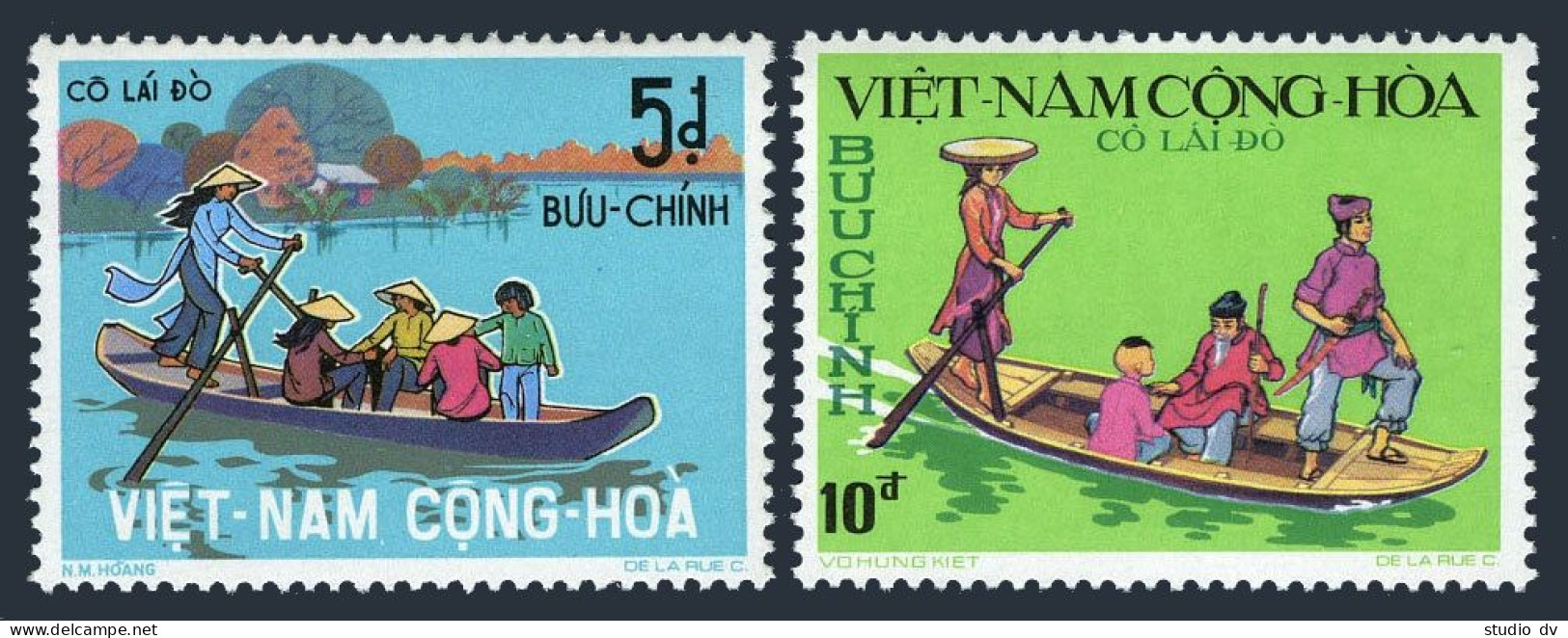 Viet Nam South 466-467, MNH. Michel 544-545. Sampan Ferry Women, 1974. - Viêt-Nam