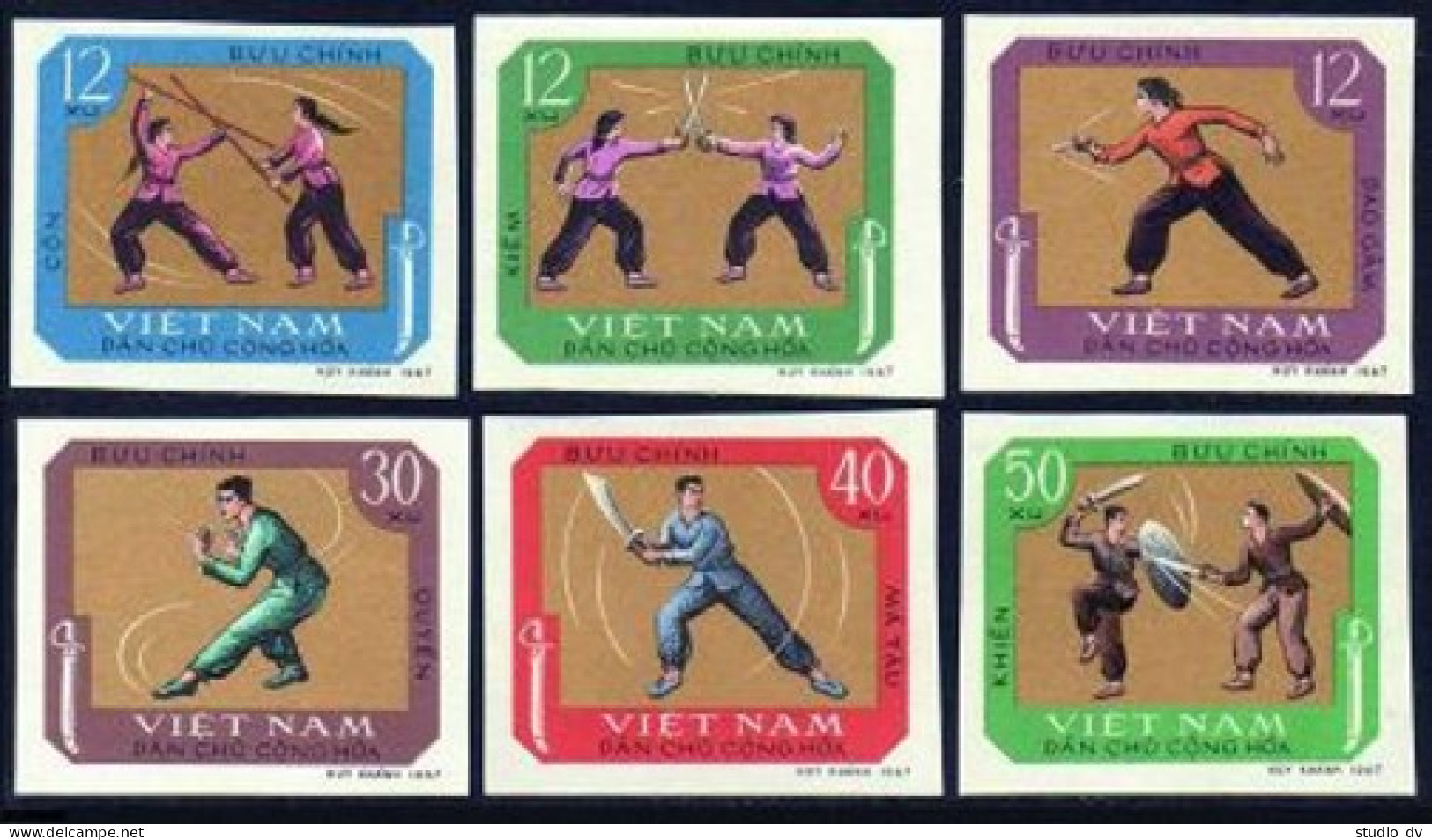 Viet Nam 515-520 Imperf,MNH. Martial Arts 1968.Fencing, - Vietnam