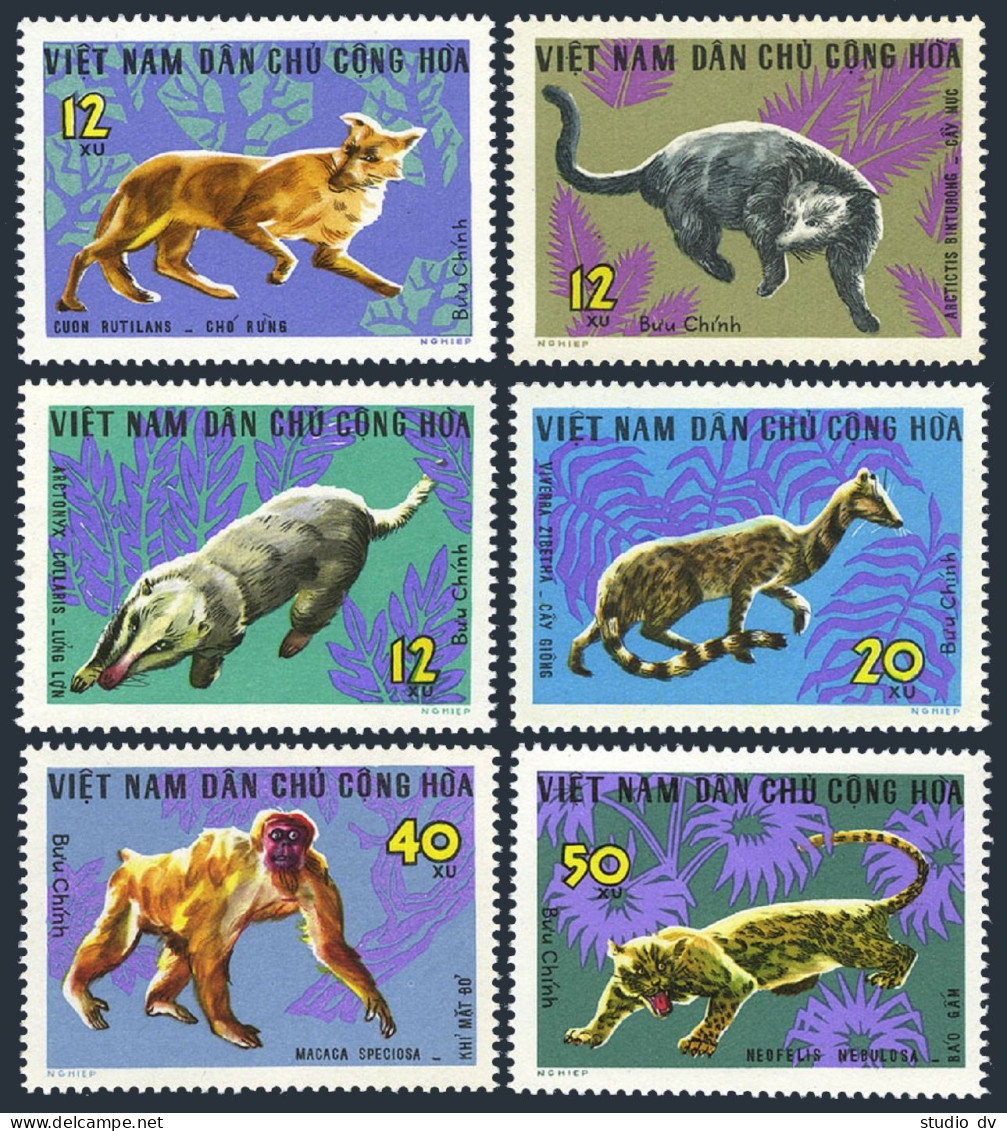 Viet Nam 455-460, MNH. Mi 475-480. Wild Animals 1967. Cuon Rutilans, Binturong, - Viêt-Nam