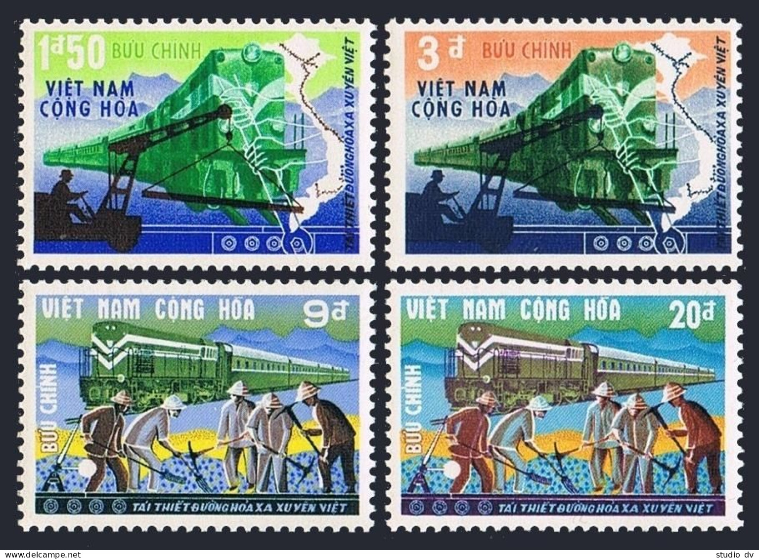 Viet Nam South 339-342, MNH. Michel 416-419. Trans-VietNam Railroad, 1969. - Viêt-Nam