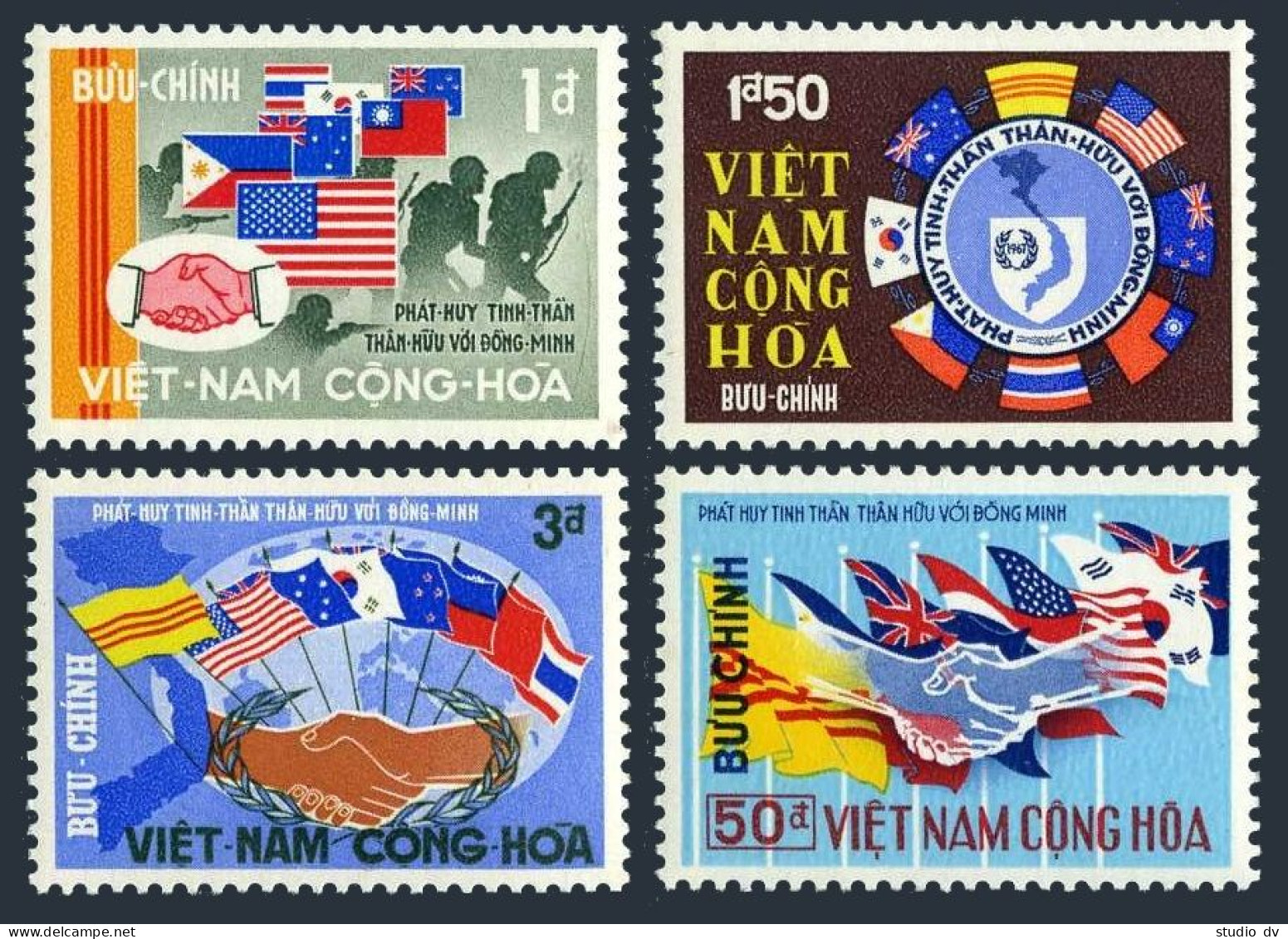 Viet Nam South 327-330, MNH. Mi 404-407. Viet Nam's Allies, 1968. SEATO, Flags. - Vietnam