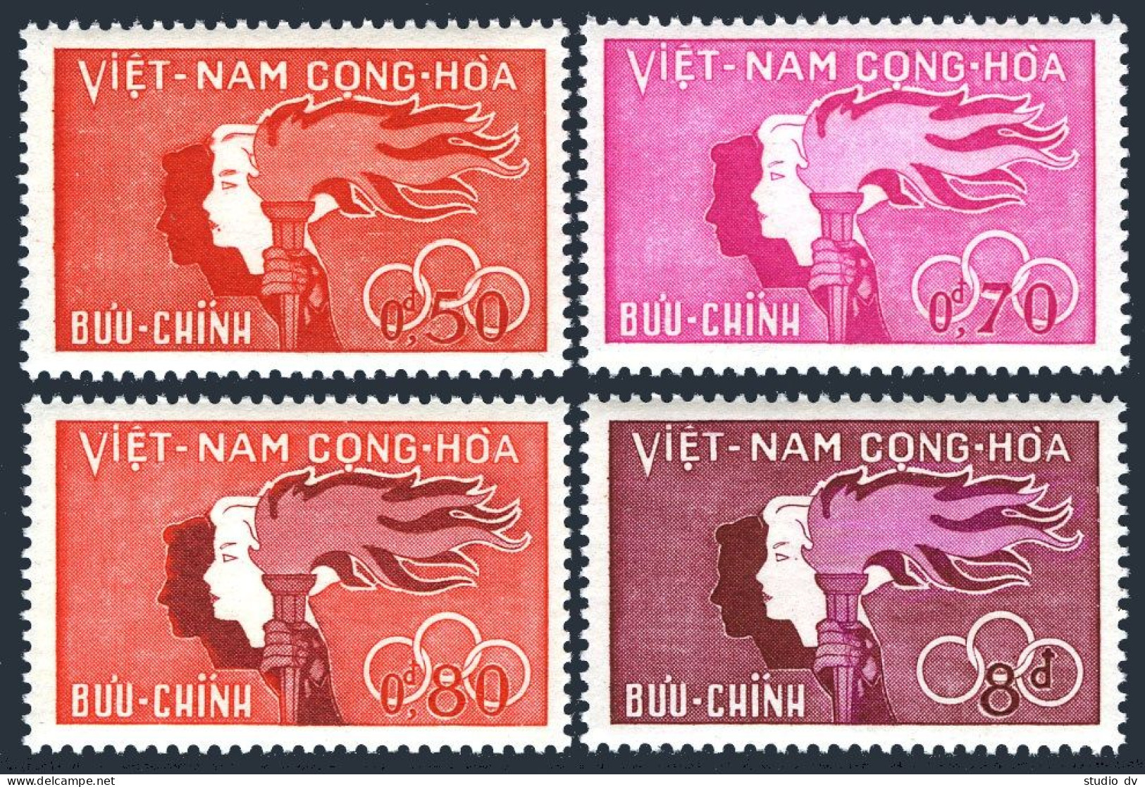 Viet Nam South 162-165, MNH. Michel 239-242. Youth Day 1961. Boy, Girl, Torch. - Viêt-Nam