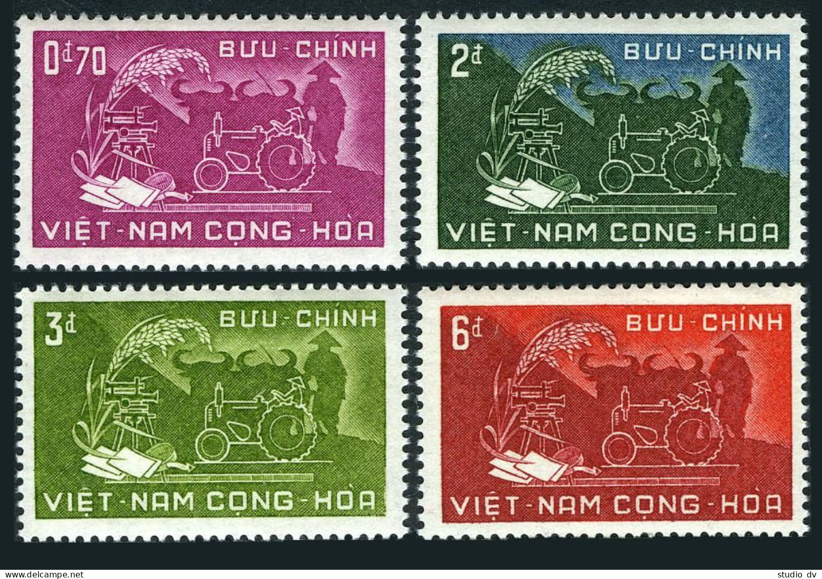 Viet Nam South 112-115, MNH. Michel 184-187. Agrarian Reforms, 1959. Rice, Cows. - Viêt-Nam