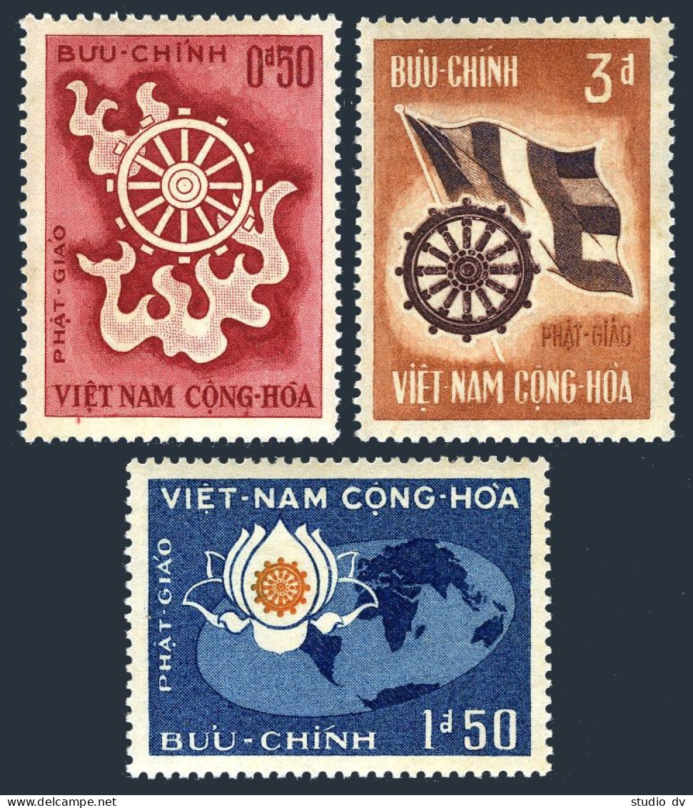 Viet Nam South 255-257, MNH. Michel 330-332. Buddhist Wheel Of Life, Flag, 1965. - Vietnam