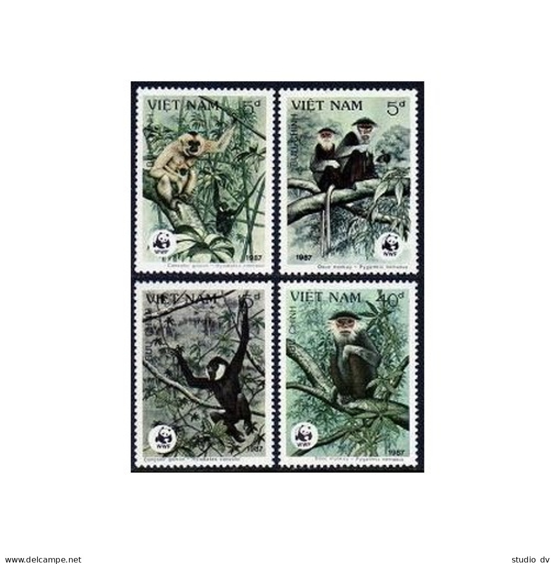 Viet Nam 1761-1764, MNH. Michel 1827-1730. WWF 1987. Monkeys: Gibbons, Douc. - Viêt-Nam