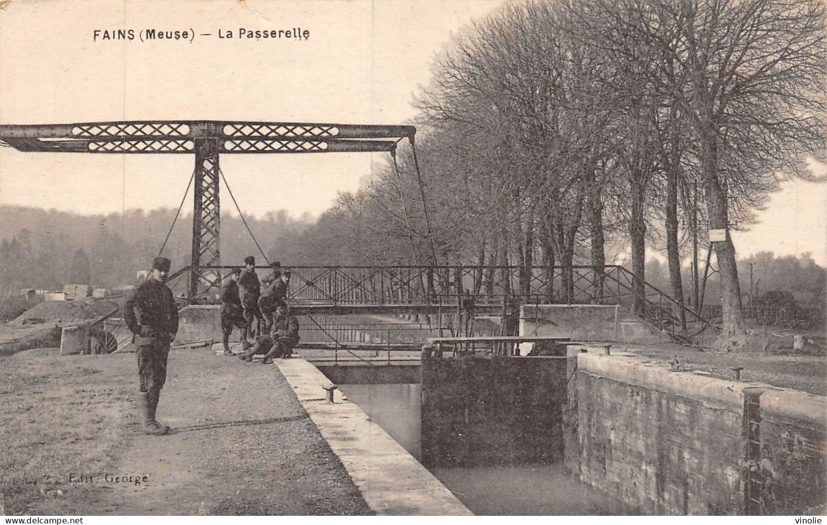 P-24-Mi-Is-1917 : FAINS. LA PASSERELLE DE L'ECLUSE - Andere & Zonder Classificatie