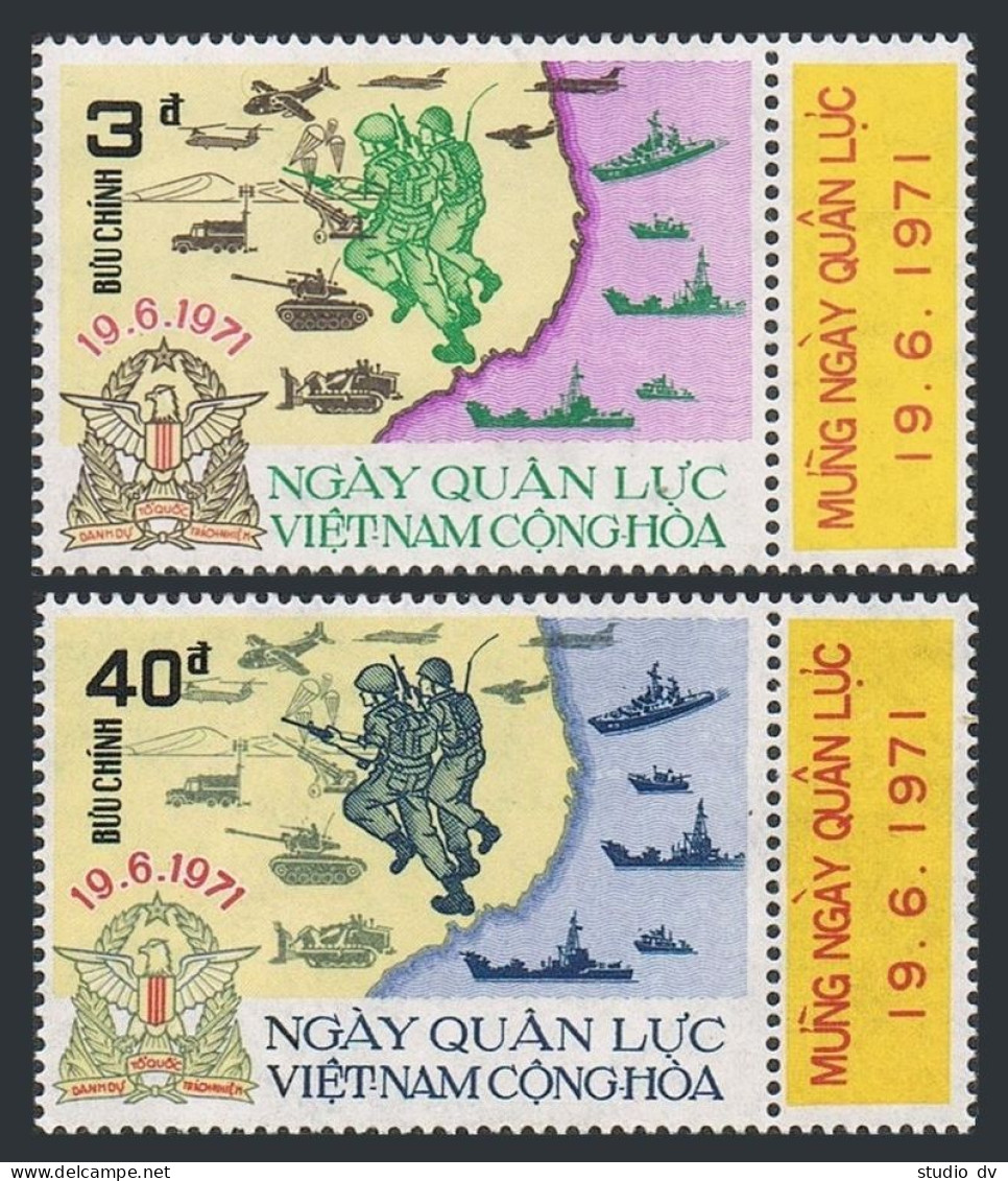 Viet Nam South 394-395, MNH. Mi 472-473. Military, Naval Operations On Coast. - Vietnam