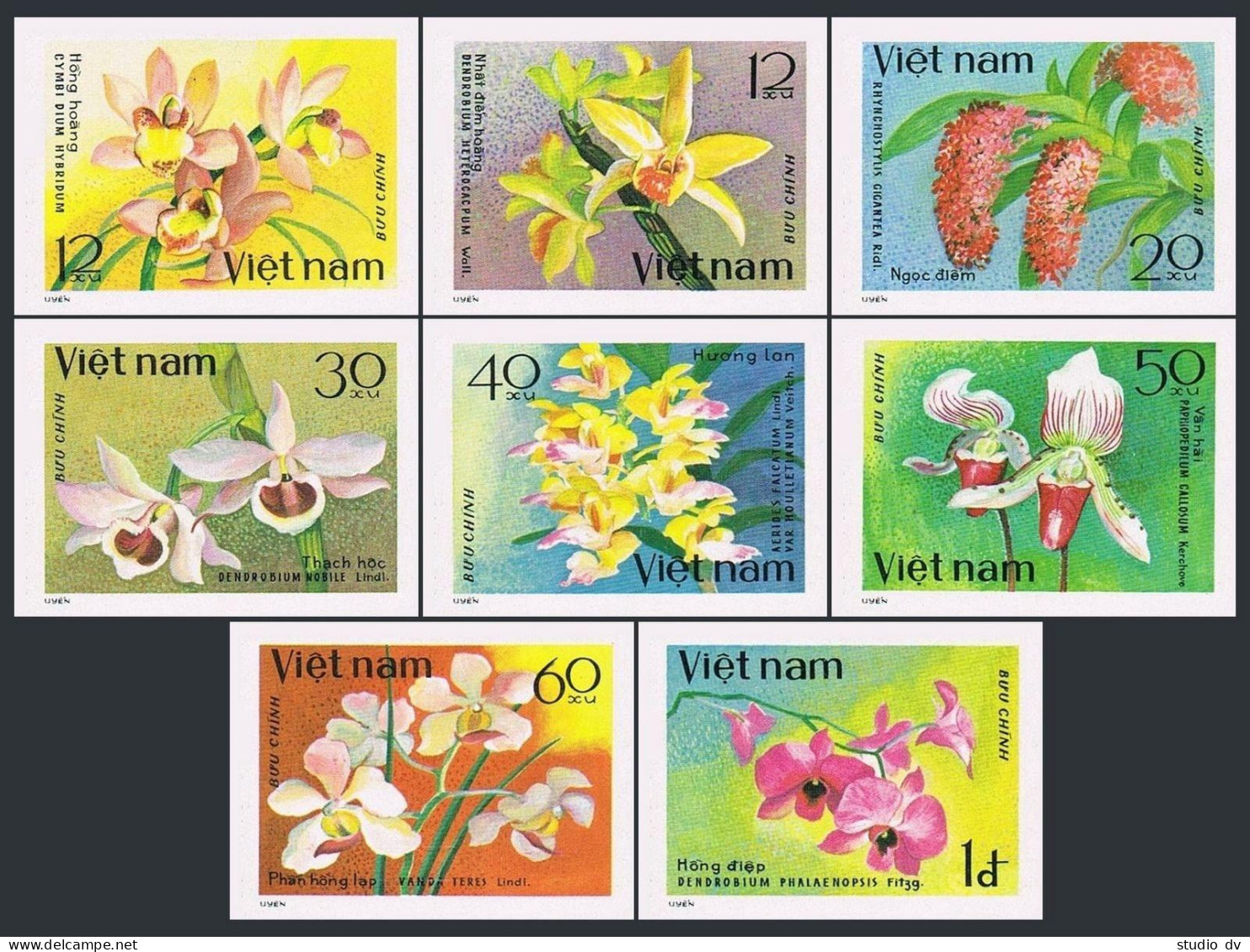 Viet Nam 1017-1024 Imperf,MNH.Michel 1055-1062. Orchids 1979. - Vietnam