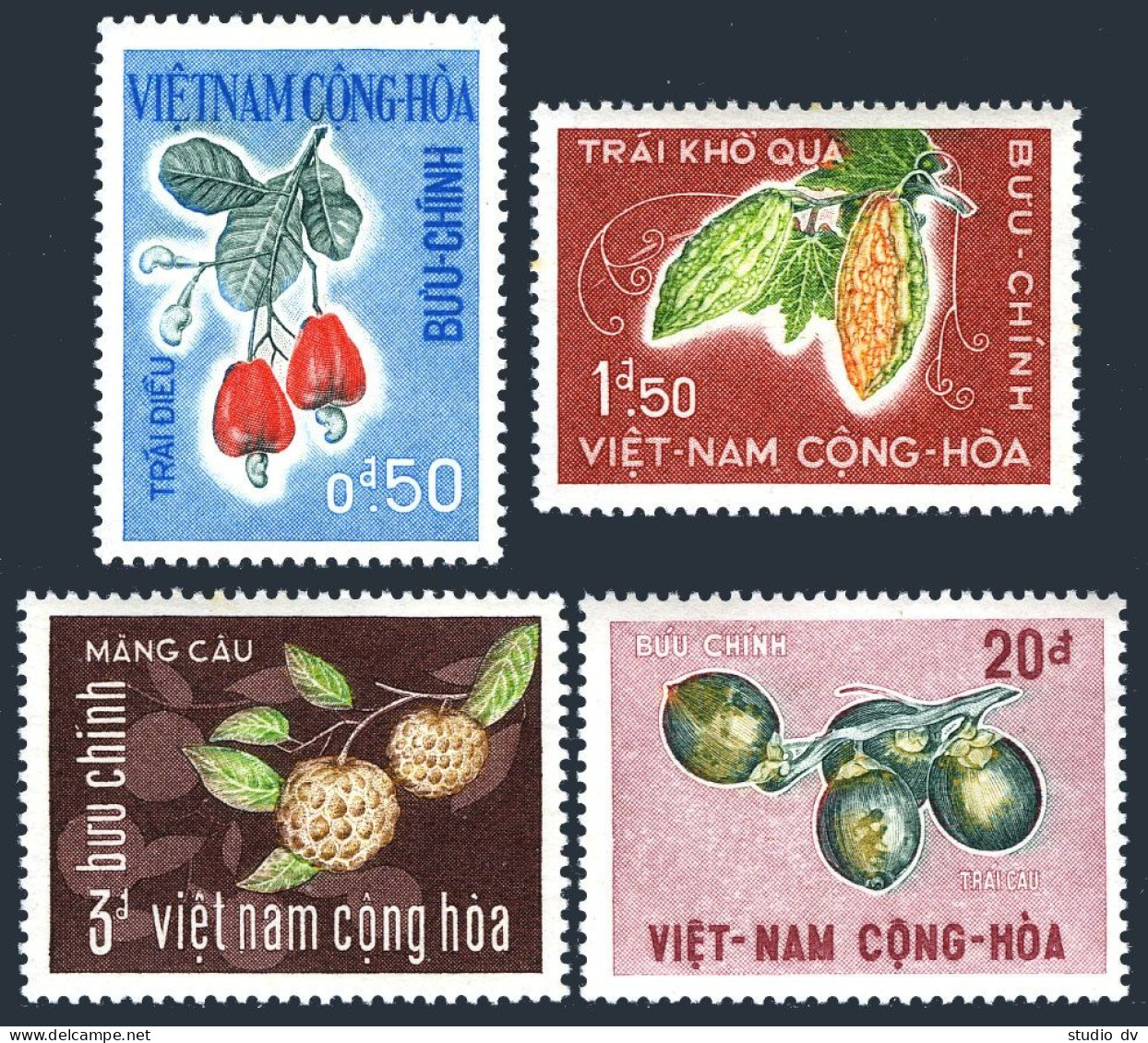 Viet Nam South 301-304, MNH. Mi 378-381. Nuts 1967. Bitter Melon,Cashew,Sweetsop - Vietnam