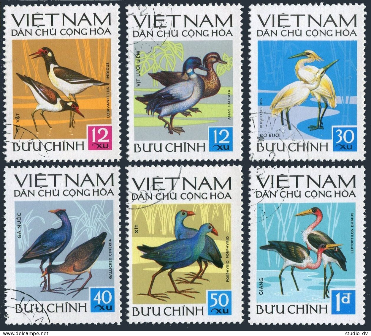 Viet Nam 669-674,CTO.Michel 701-706. Birds 1972. Lobivanellus Indicus, Anas. - Vietnam