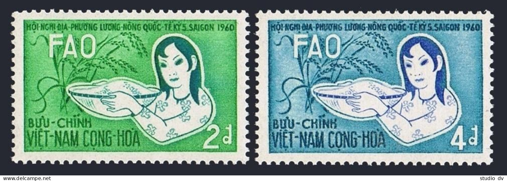 Viet Nam South 144-145, MNH. Michel 221-222. FAO Conference, 1960. Rice Plant. - Vietnam