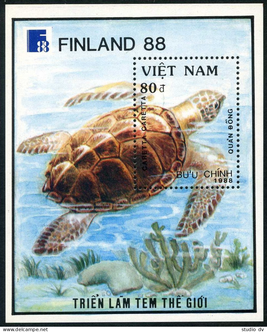 Viet Nam 1971,MNH.Michel 2043 Bl.69. Turtle Caretta,1989. - Vietnam