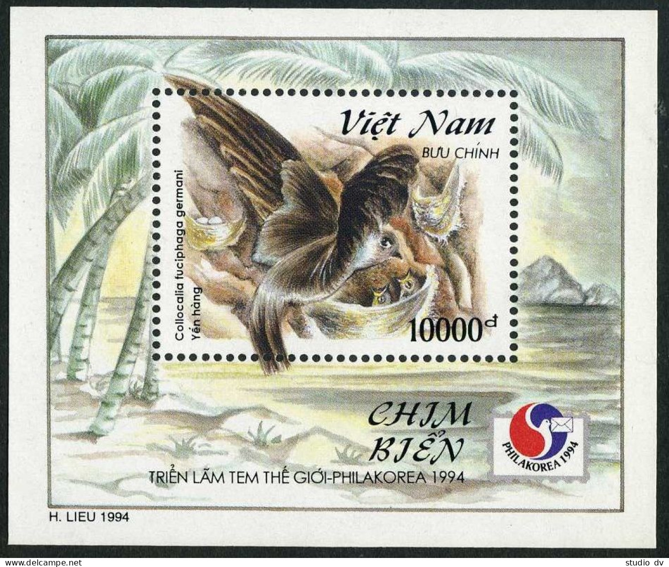 Viet Nam 2560, MNH. Michel 2633 Bl.109. PHILAKOREA-1994, Bird Collocalia. - Vietnam