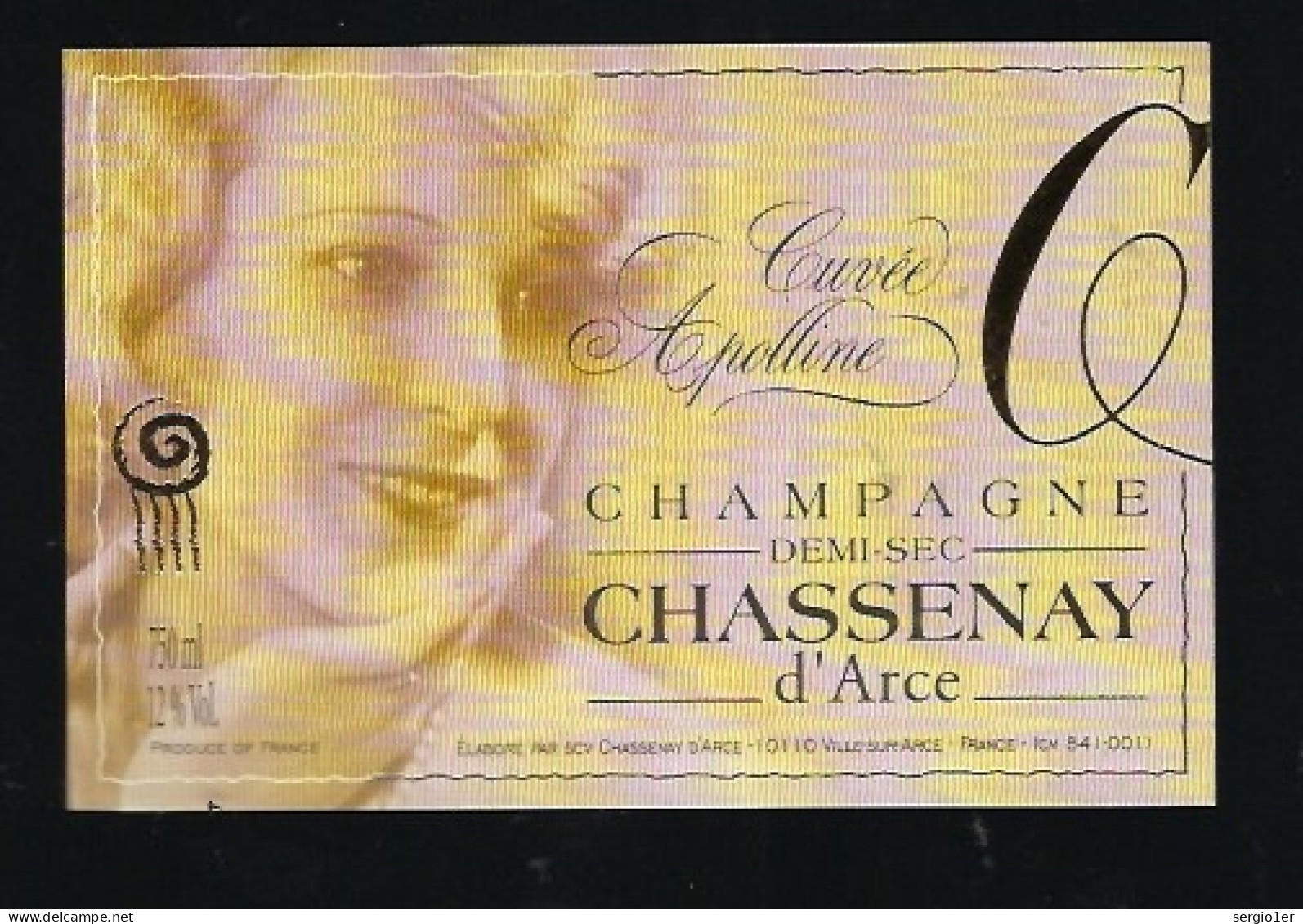 Etiquette Champagne   Demi Sec  Cuvée Appoline  Chassenay D'Arce  Ville Sur Arce Aube 10 " Femme" - Champagner