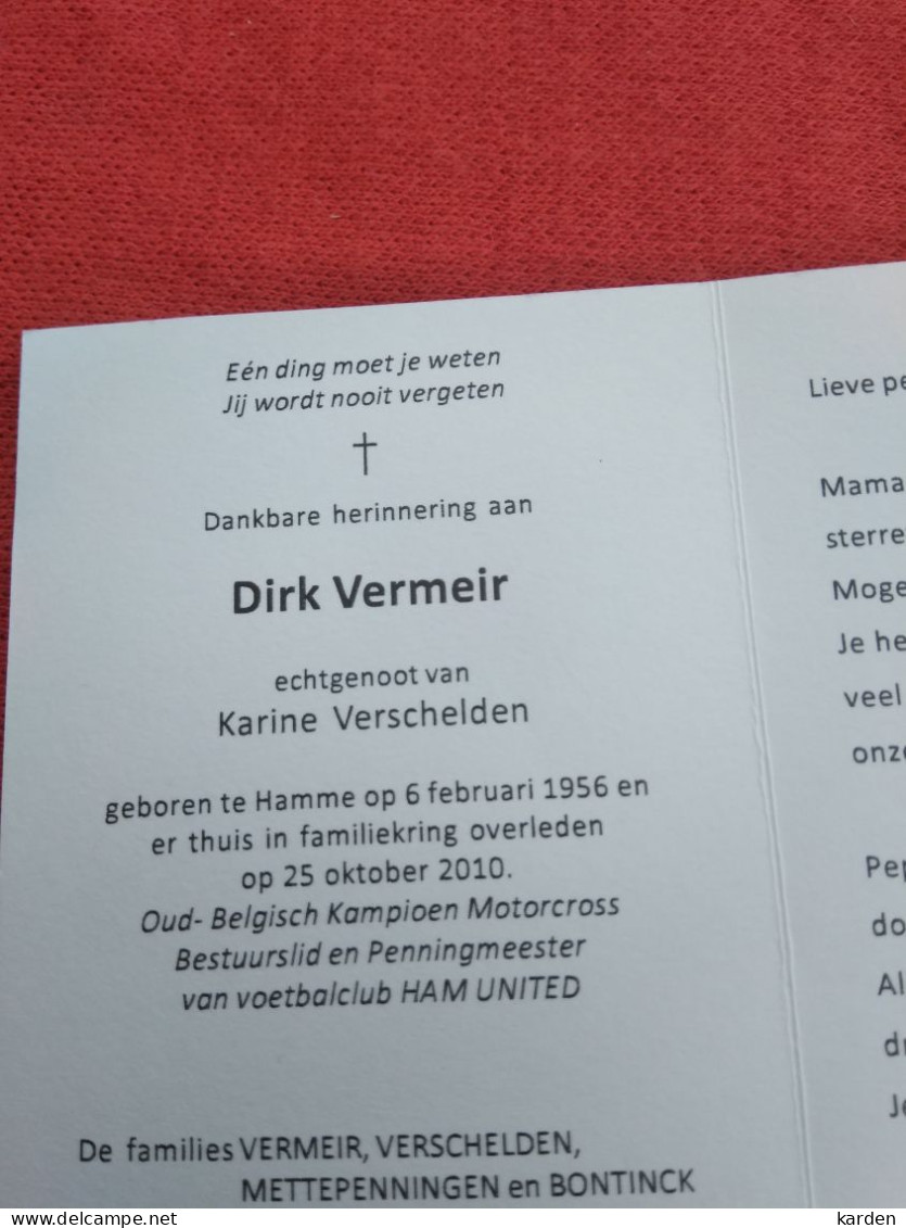 Doodsprentje Dirk Vermeir / Hamme 6/2/1956 - 25/10/2010 ( Karine Verschelden ) - Religion &  Esoterik