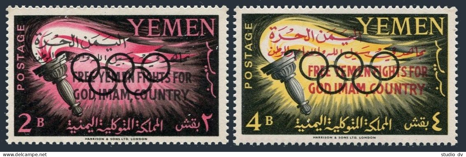 Yemen Kingdom 1-2 Michel,MNH. Olympics Rome-1960,overprintedF REE YEMEN FIGHTS.. - Yemen