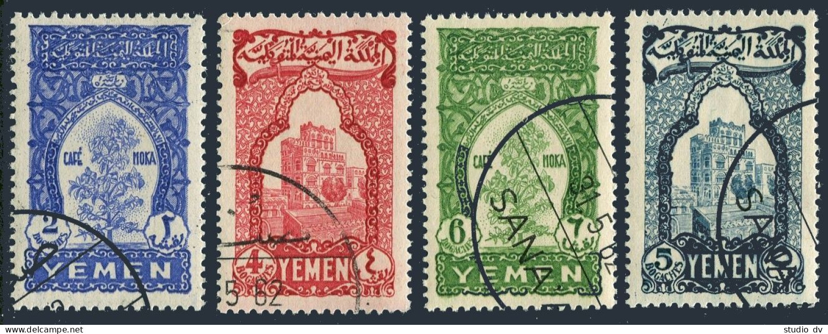 Yemen 55-58,CTO.Michel 48-51. Mocha Coffee Tree, Palace,San'a, 1947-1958. - Jemen