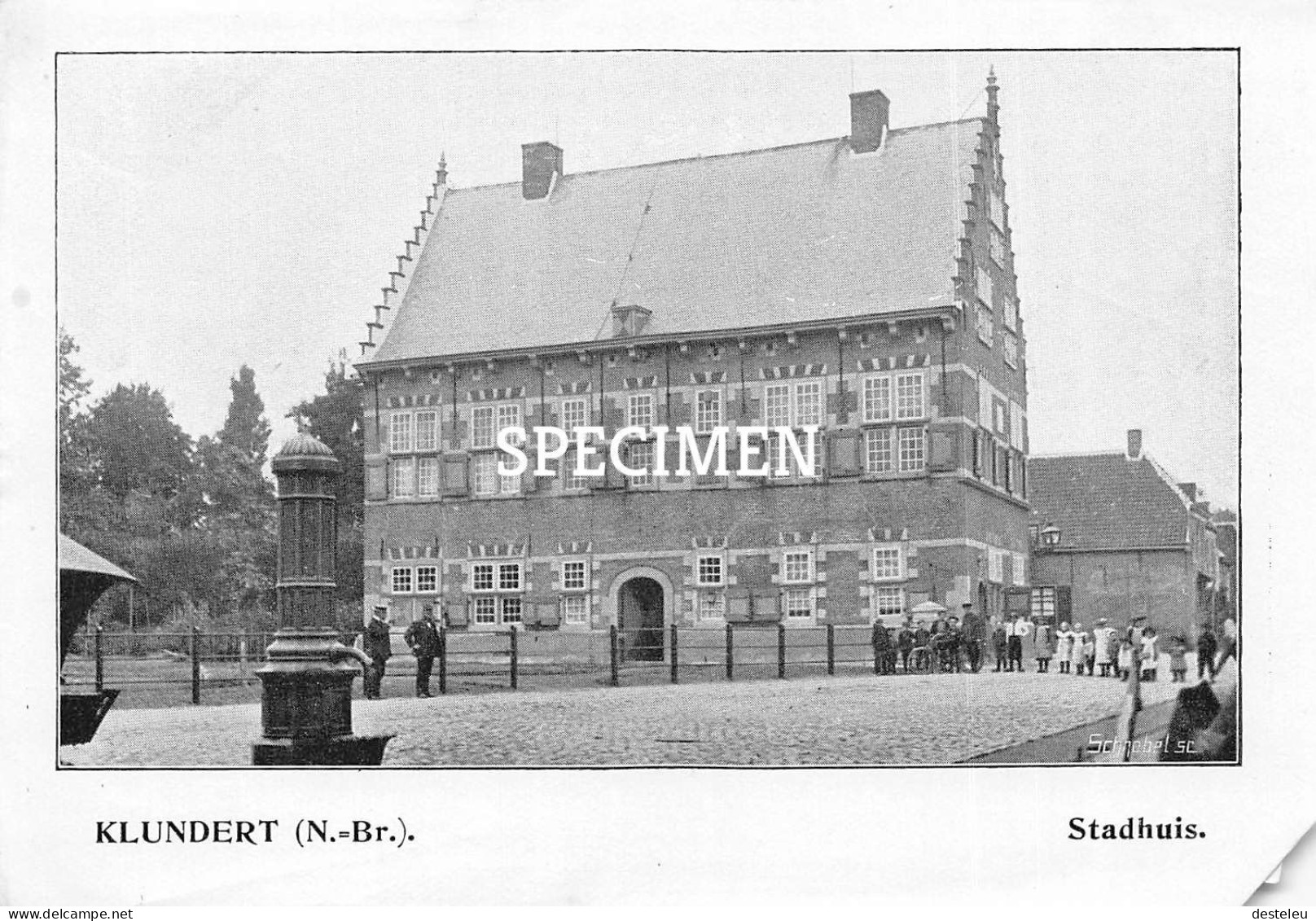 Prent -Stadhuis - Klundert  - 8.5x12.5 Cm - Andere & Zonder Classificatie