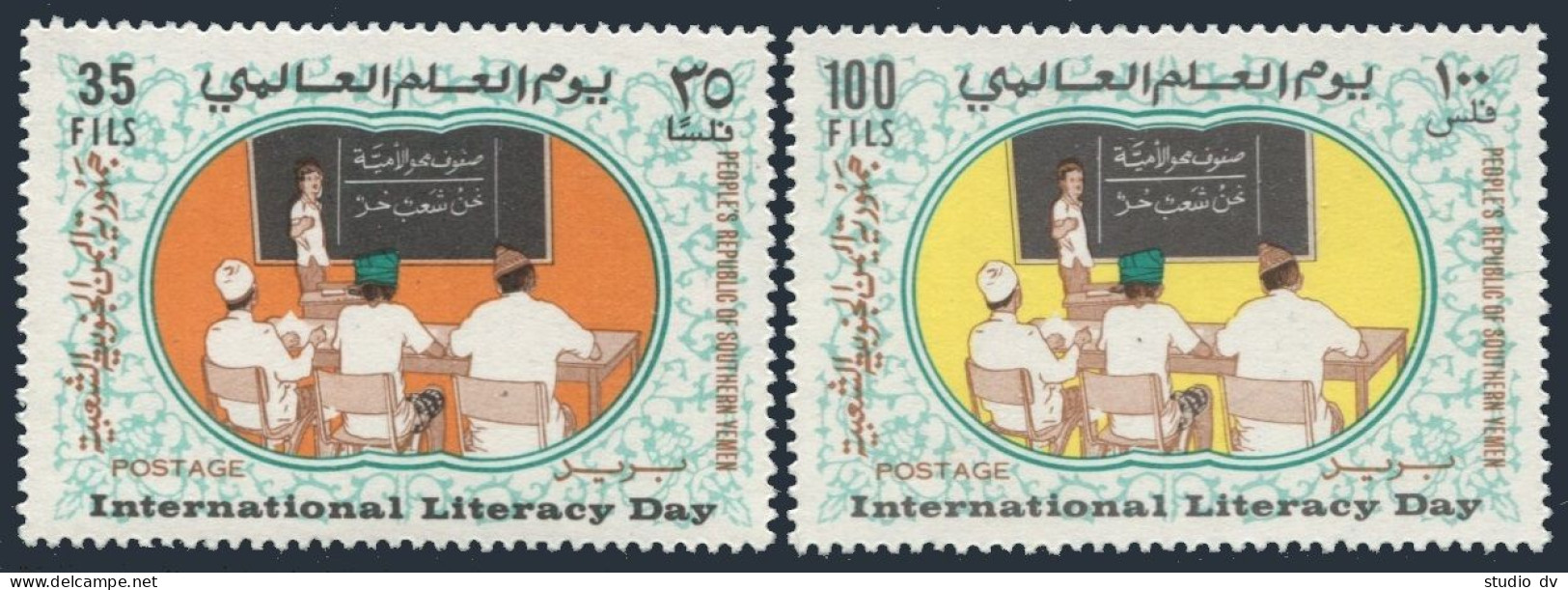 Yemen PDR 34-35, MNH. Michel 48-49. Literacy Day, 1969. Classroom. - Yémen