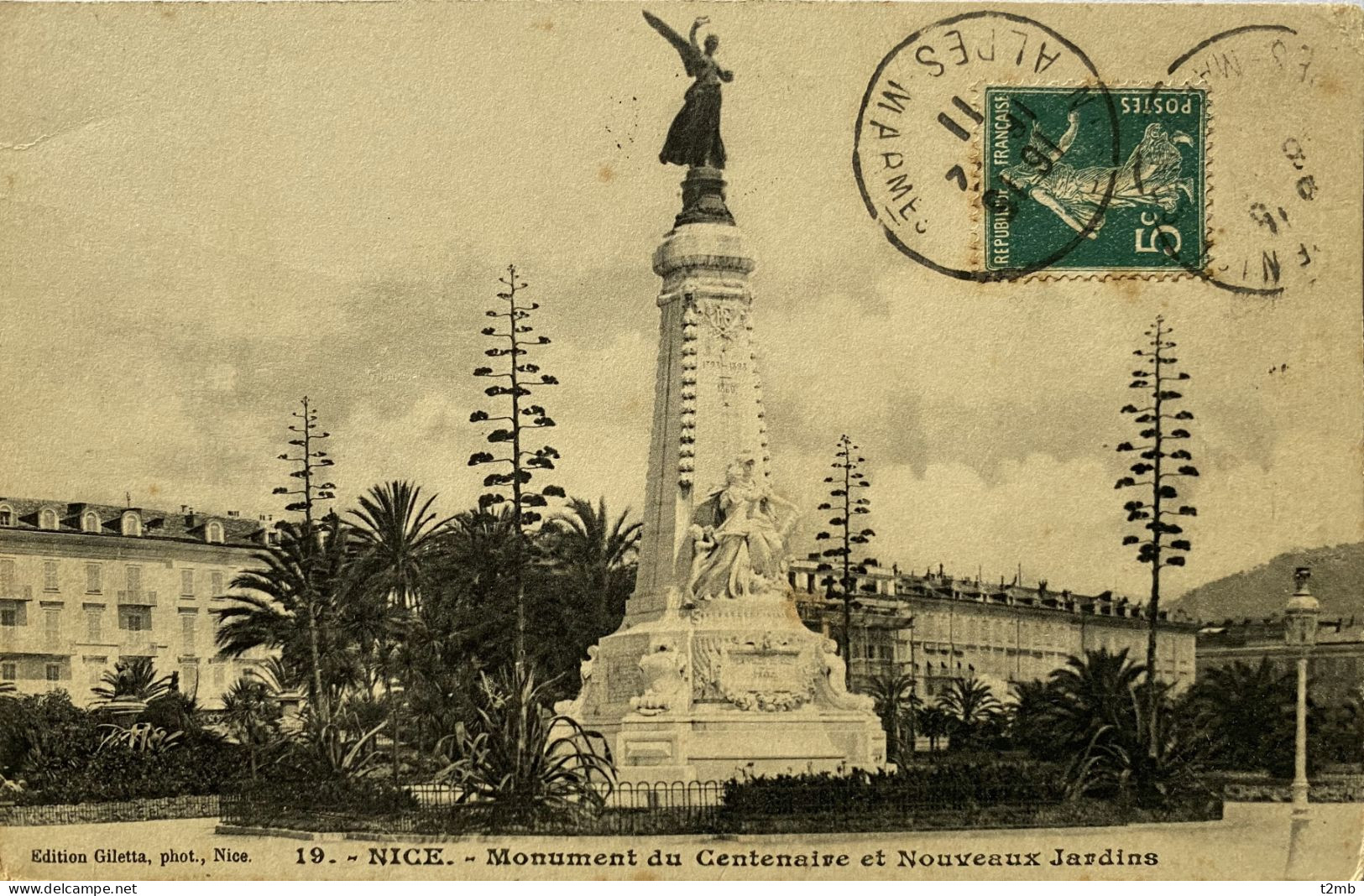 CPA (Alpes Maritimes) NICE, Monument Du Centenaire Et Nouveaux Jardins (n° 19) - Bauwerke, Gebäude