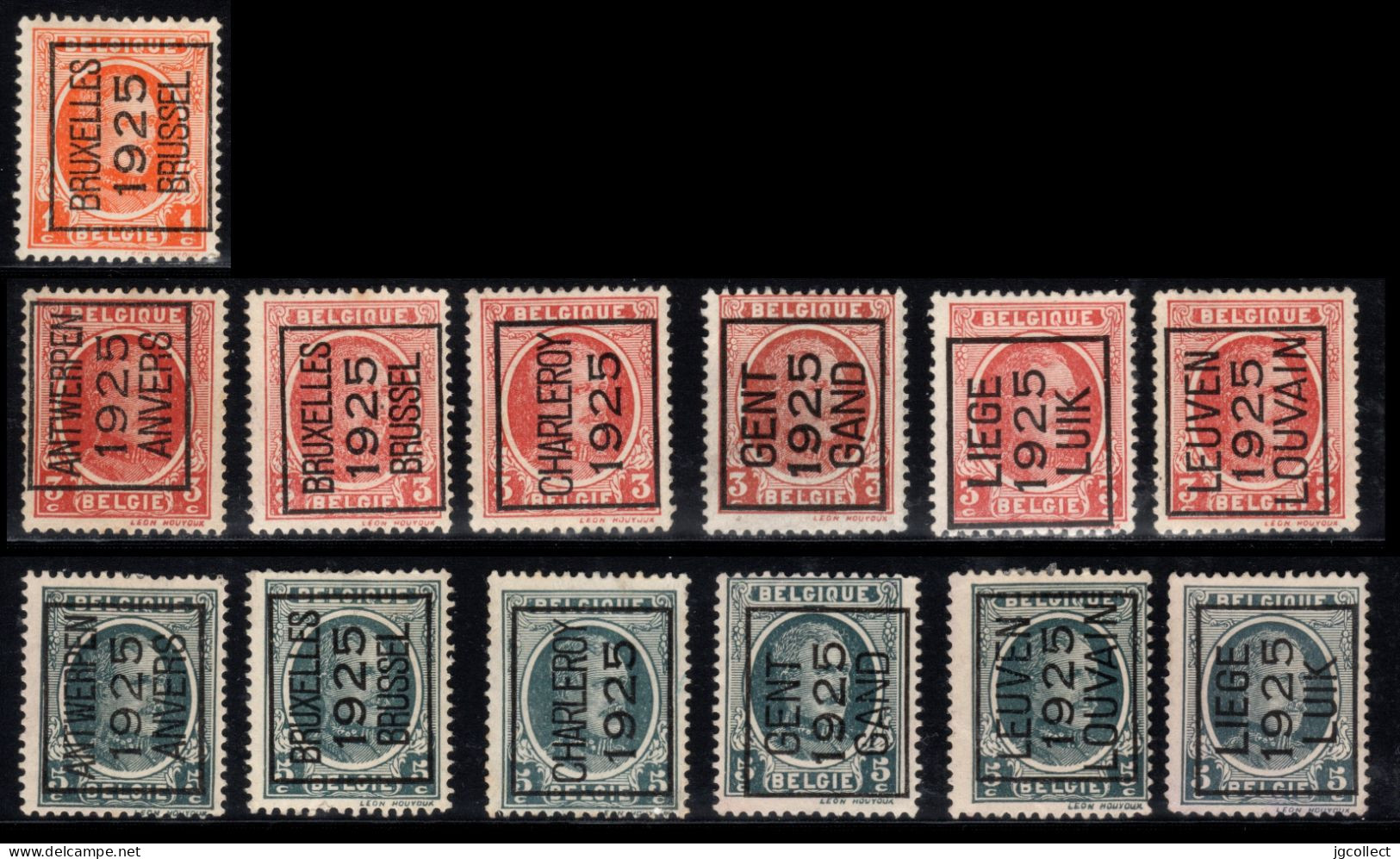 Setje Typo's 1925  -  Houyoux  - O/used - Typo Precancels 1922-31 (Houyoux)