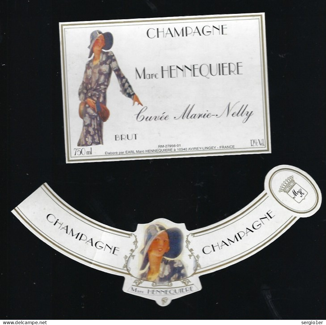 Etiquette Champagne Cuvée Marie-Nelly  Marc Hennequiere  Avirey - Lingey Aube 10 " Femme" - Champagne