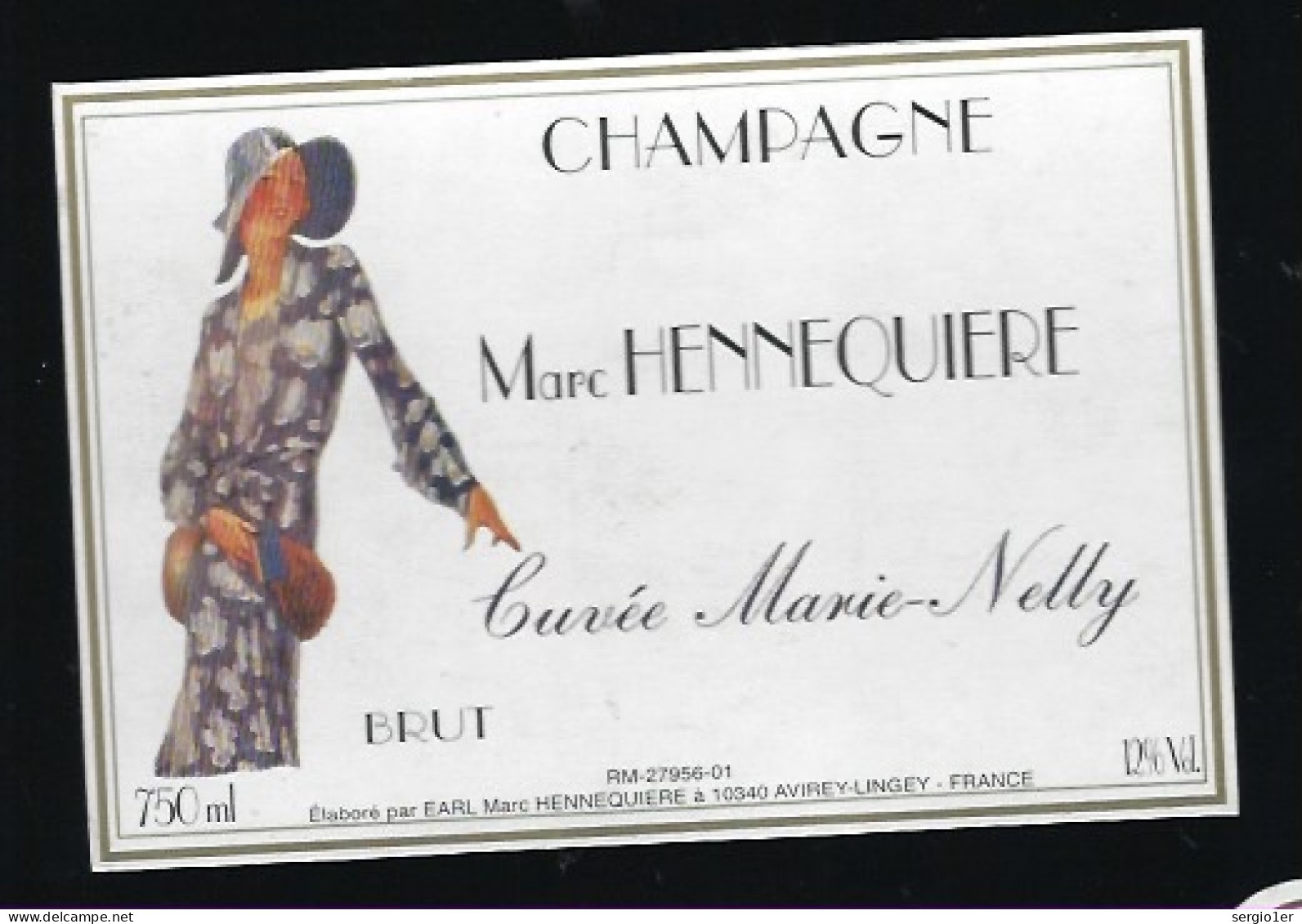 Etiquette Champagne Cuvée Marie-Nelly  Marc Hennequiere  Avirey - Lingey Aube 10 " Femme" - Champagne