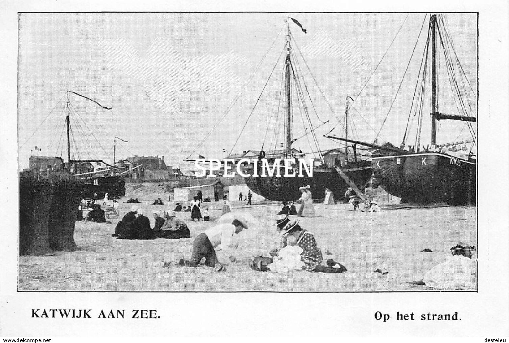 Prent - Op Het Strand - Katwijk Aan Zee  - 8.5x12.5 Cm - Katwijk (aan Zee)