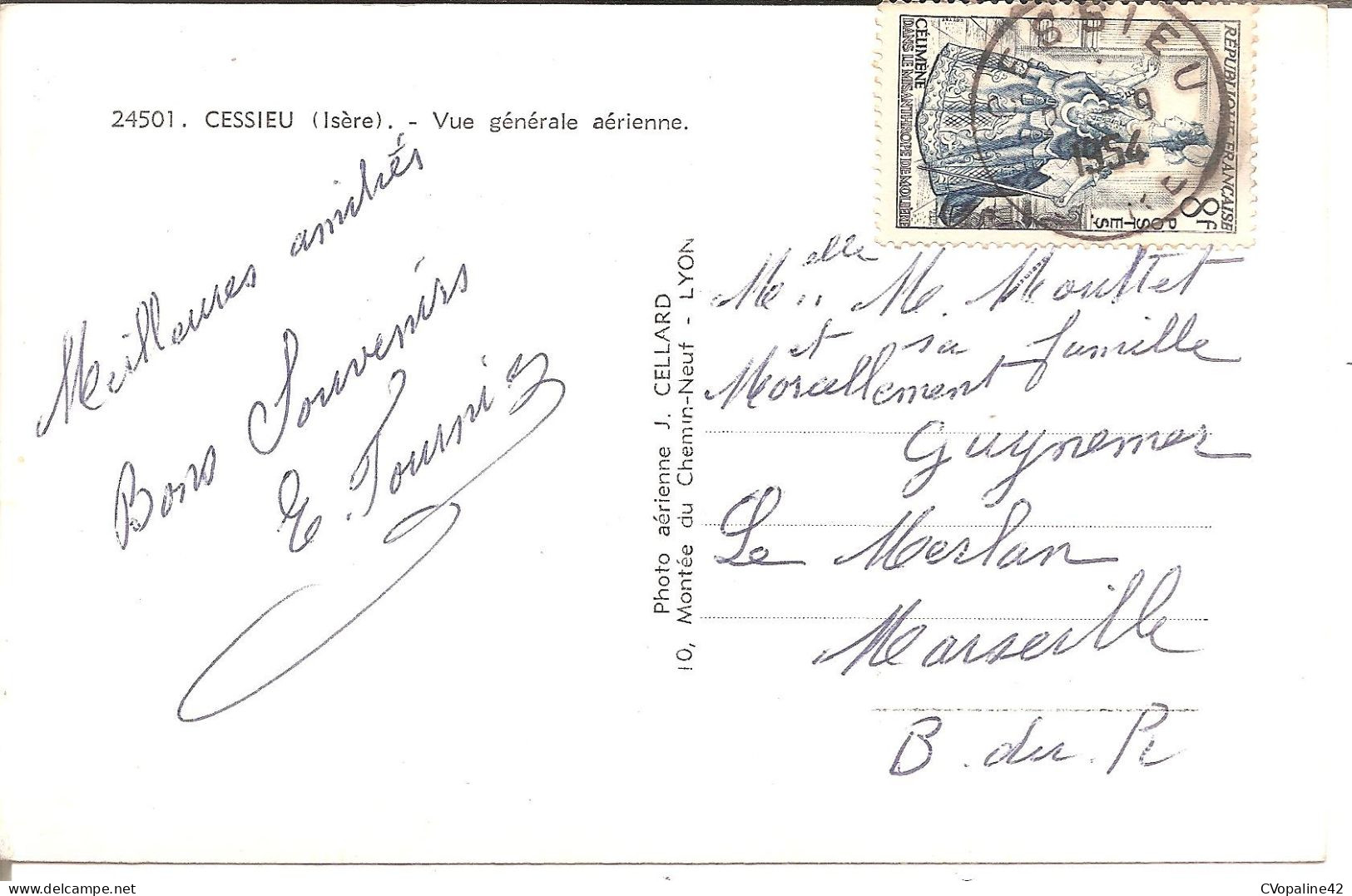 CESSIEU (38) Vue Générale Aérienne En 1954  CPSM PF - Other & Unclassified