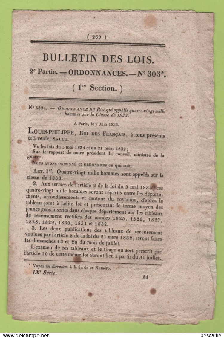 1834 BULLETIN DES LOIS  ILE ST PAUL Ou DES MOINEAUX DOUBS - PONT SUR SAONE ENTRE ST BERNARD 01 & ANSE 69 - PONT PENNE 47 - Gesetze & Erlasse