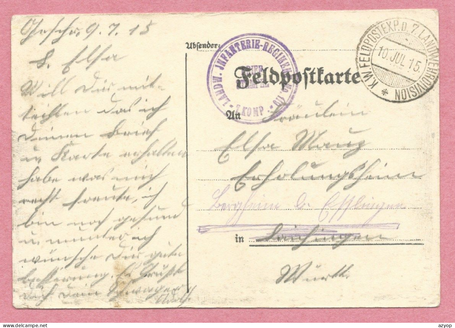 68 - REININGEN - REININGUE - Carte Dessinée Allemande Signée F. MUTSCHLER - Feldpost - Landwehr Inft. Reg. 119 - Guerre - Autres & Non Classés