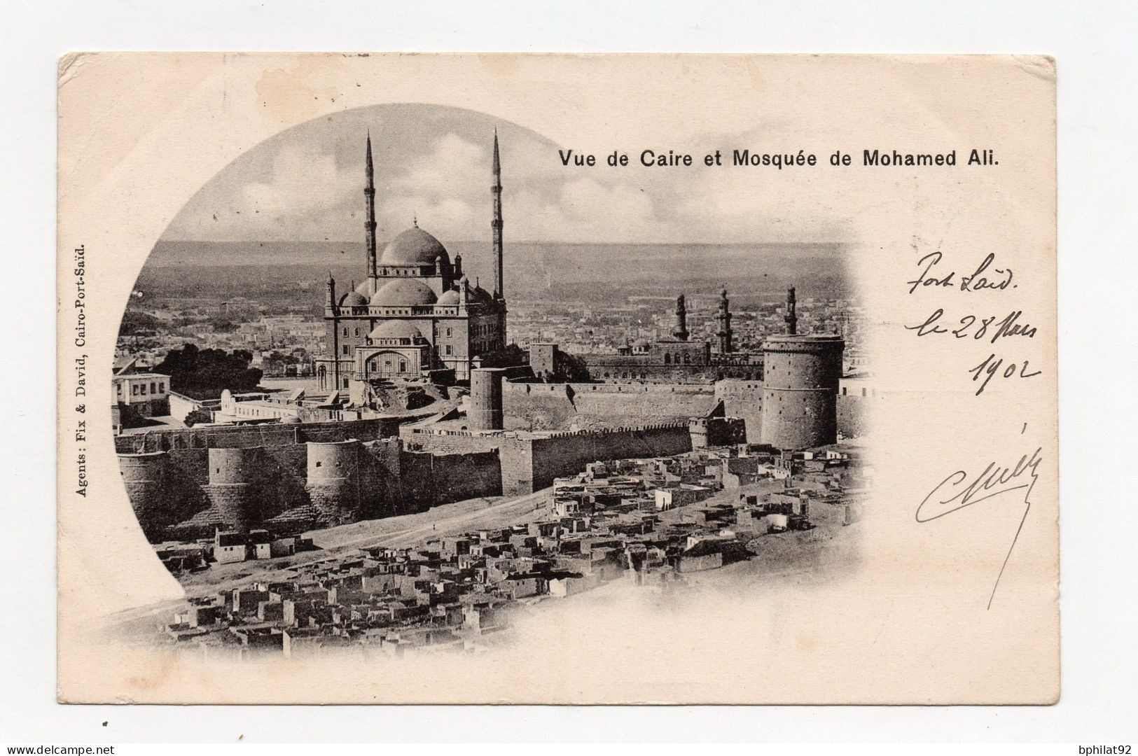 !!! CPA DE PORT SAID AFFRANCH 4 COULEURS OBLITERATION MARITIME MARSEILLE A NOUMEA 28/3/1902 - Storia Postale