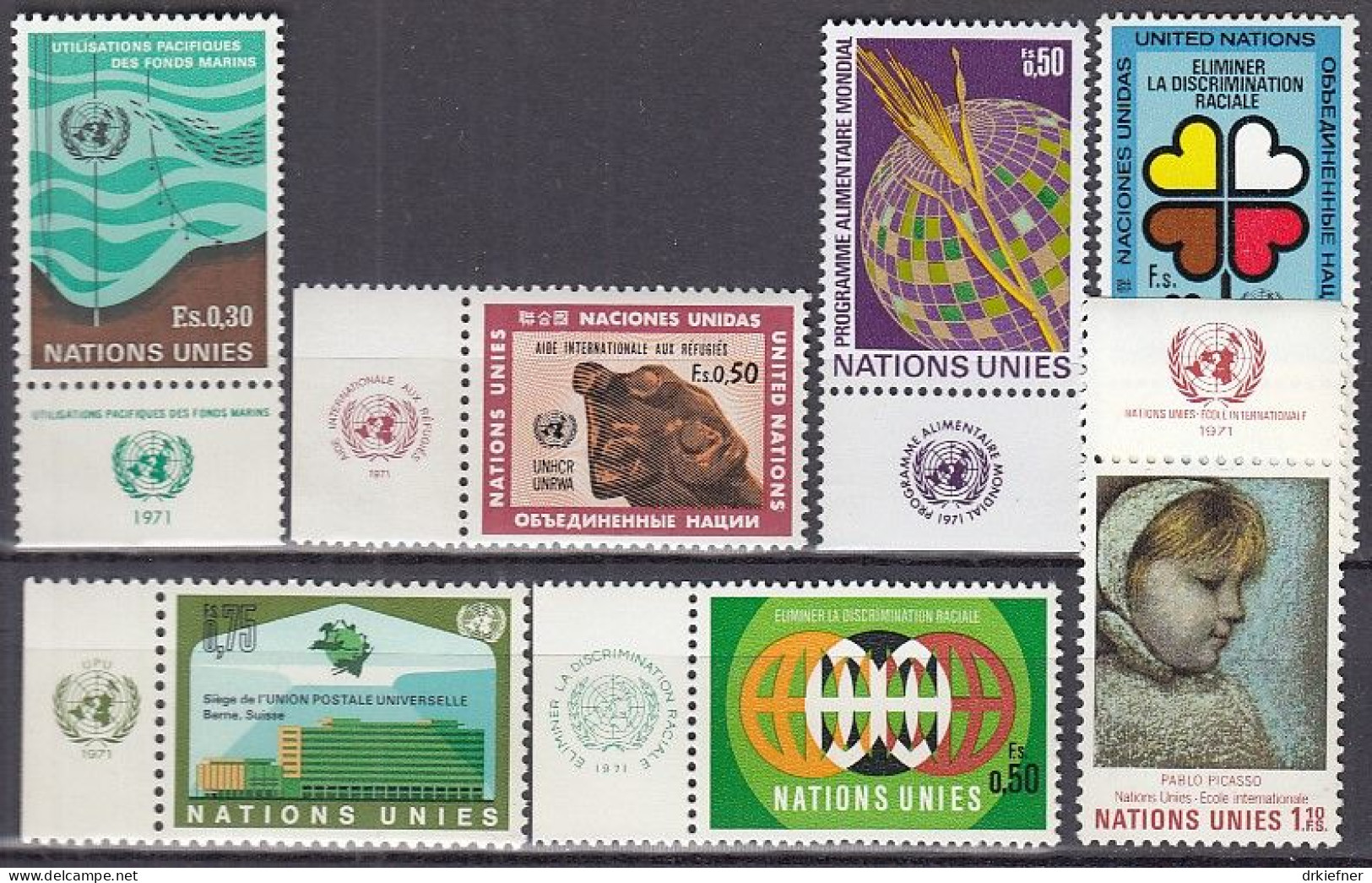 UNO GENF  15-21 Mit RZf (TAB), Postfrisch **, 1971 - Nuovi