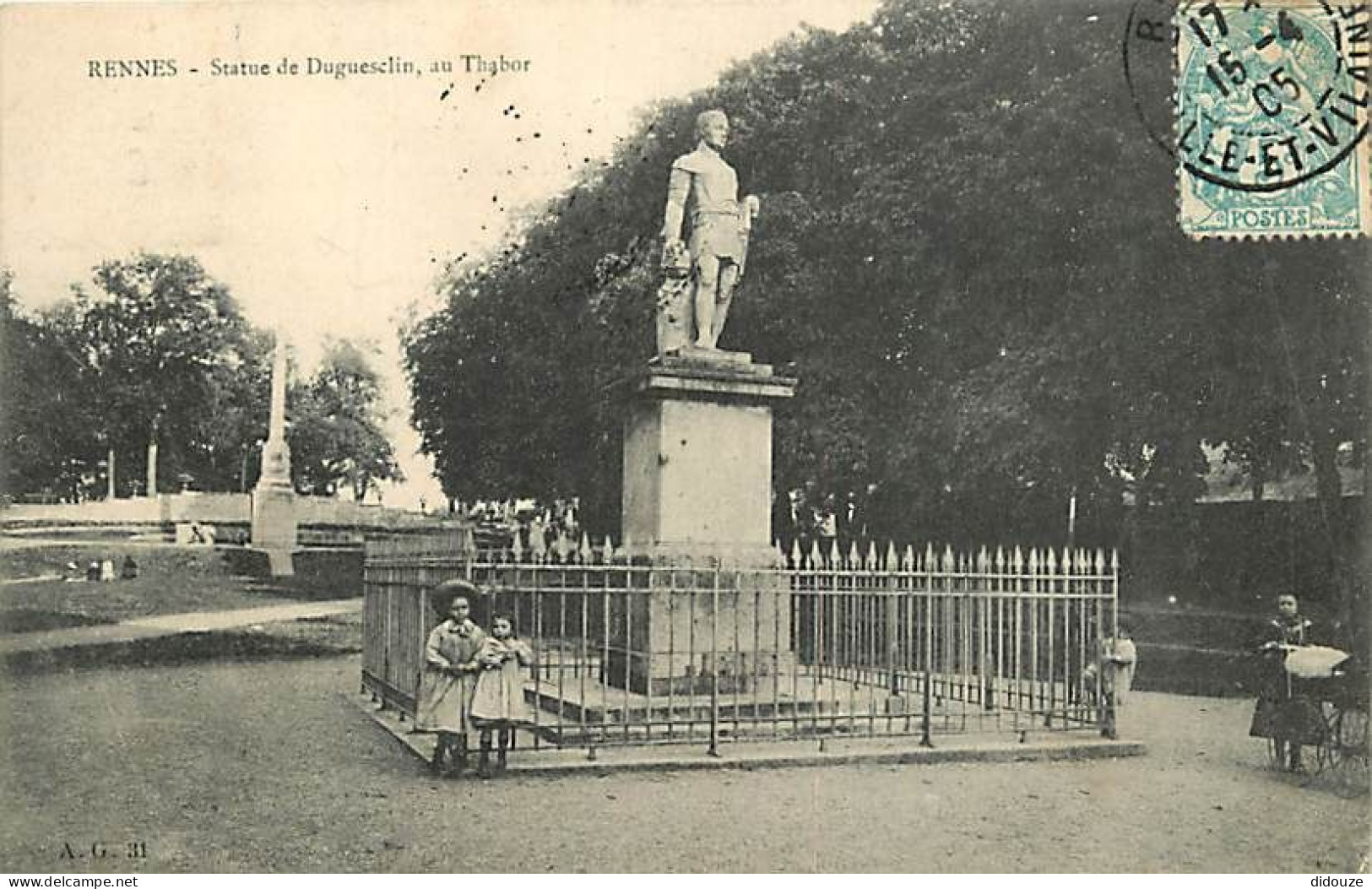 35 - Rennes - Statue De Duguesclin, Au Thabor - Animée - Oblitération Ronde De 1905 - CPA - Voir Scans Recto-Verso - Rennes