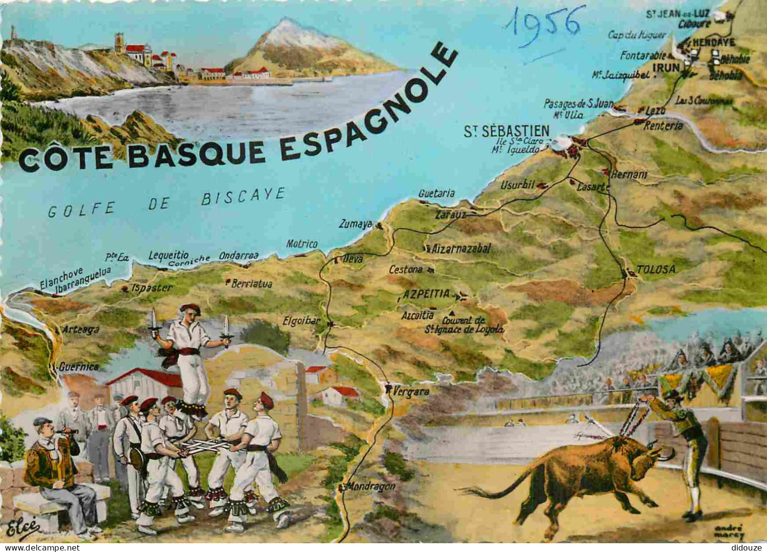 Espagne - Espana - Pais Vasco - Cote Basque Espagnole - Carte Géographique - Carte Dentelée - CPSM Grand Format - Voir S - Sonstige & Ohne Zuordnung