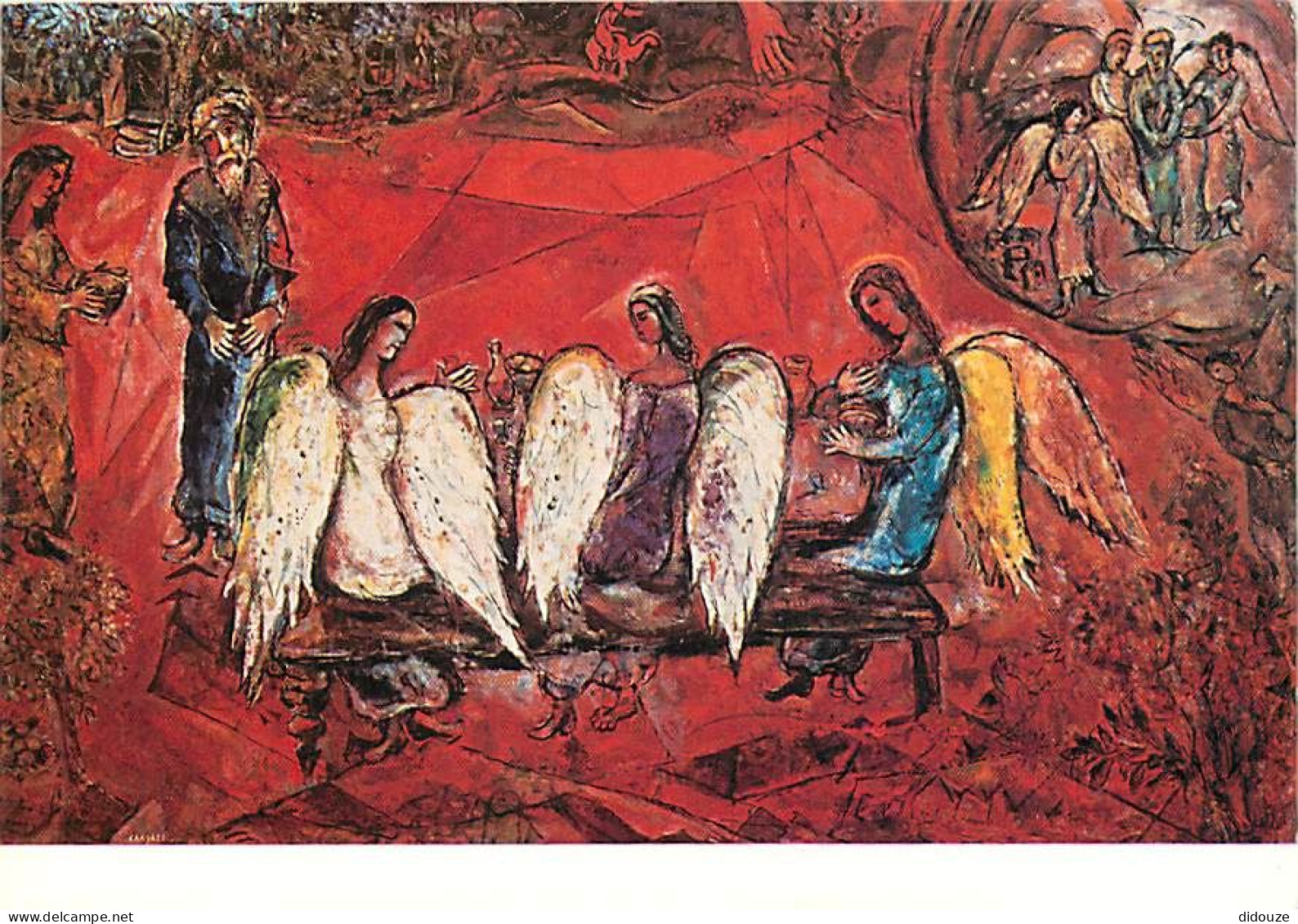 Art - Peinture Religieuse - Marc Chagall - Message Biblique - 6 - Abraham Et Les Trois Anges - Musée National De Nice -  - Paintings, Stained Glasses & Statues