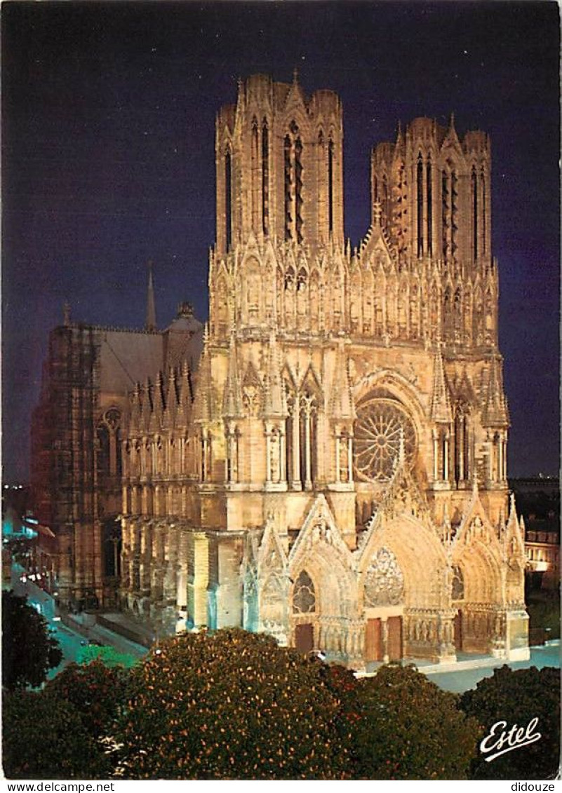 51 - Reims - Cathédrale Notre Dame - La Façade  Vue De Nuit - CPM - Carte Neuve - Voir Scans Recto-Verso - Reims