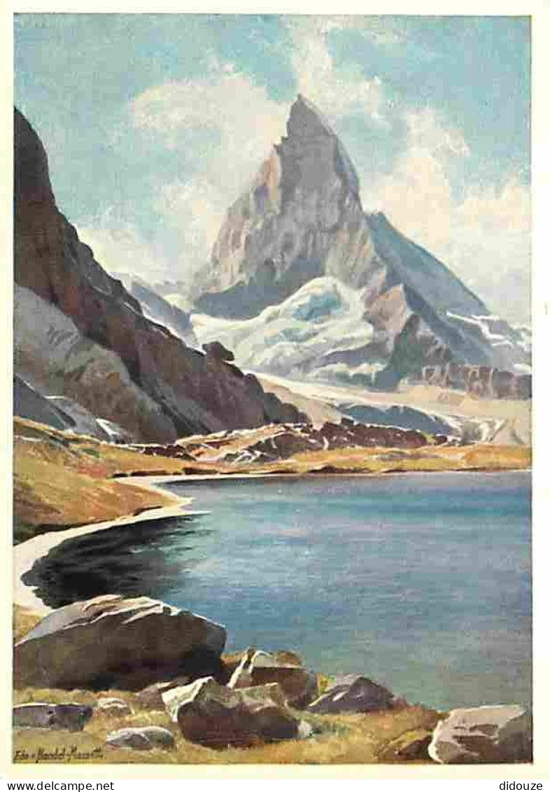 Art - Peinture - Kunstlerserie Zermatt - Nach Aquarellen Von Edo V Handel-Mazzetti - No 3 Grosser Riffelsee Mit Matterho - Paintings