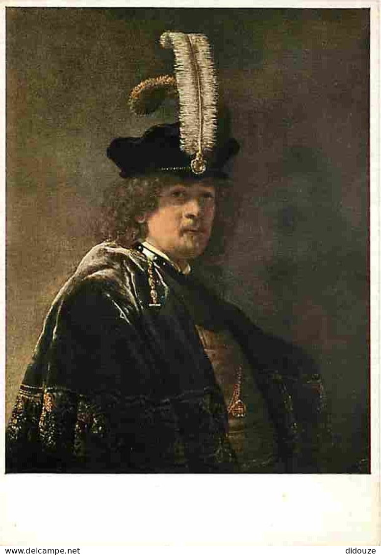 Art - Peinture - Rembrandt Harmensz Van Rijn - Selfportrait In A Plumehat - CPM - Voir Scans Recto-Verso - Malerei & Gemälde