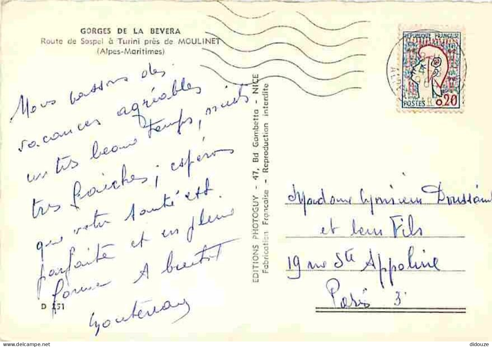 06 - Alpes Maritimes - Gorges De La Bevera - Route De Sospel à Turini Près De Oulinet - CPM - Voir Scans Recto-Verso - Autres & Non Classés