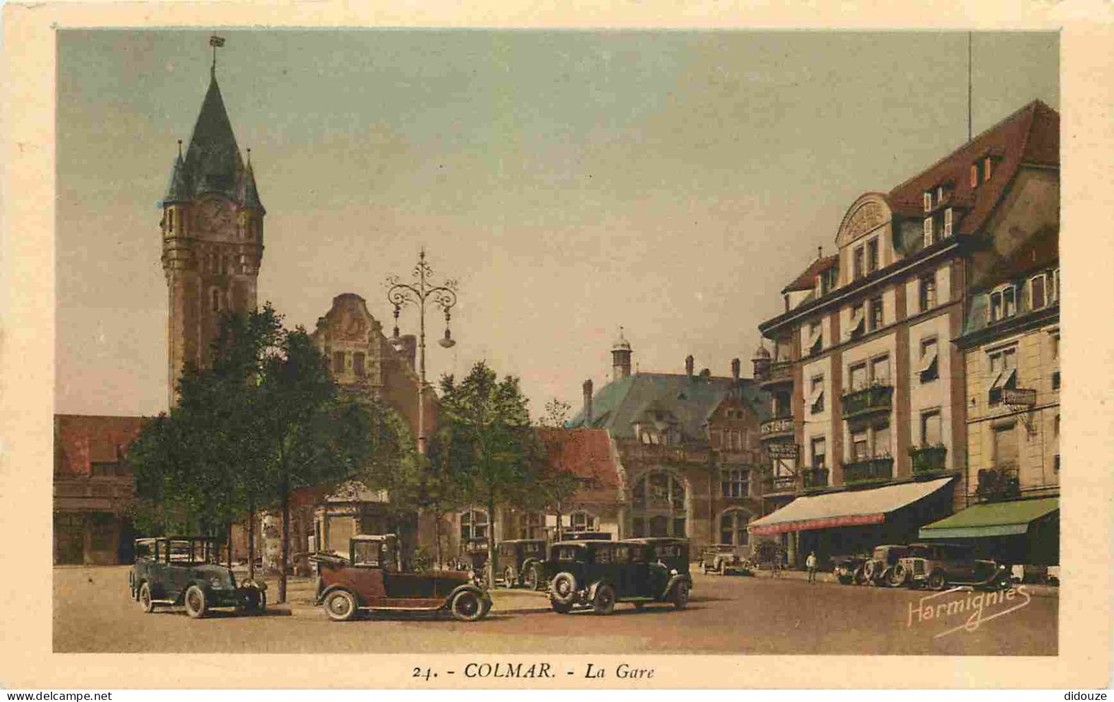 68 - Colmar - La Gare - Animée - Automobiles - Colorisée - Harmignies - CPA - Voir Scans Recto-Verso - Colmar