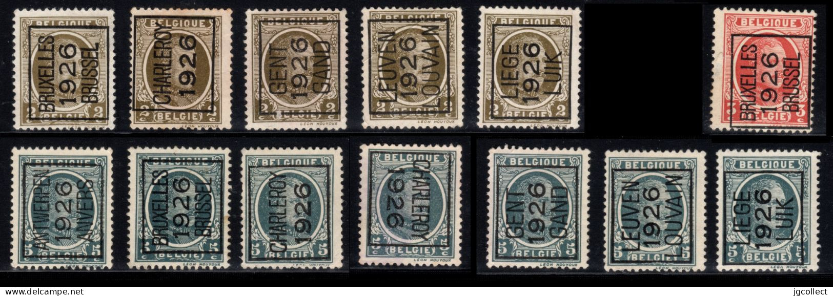 Setje Typo's 1926  -  Houyoux   - O/used - Typo Precancels 1922-31 (Houyoux)